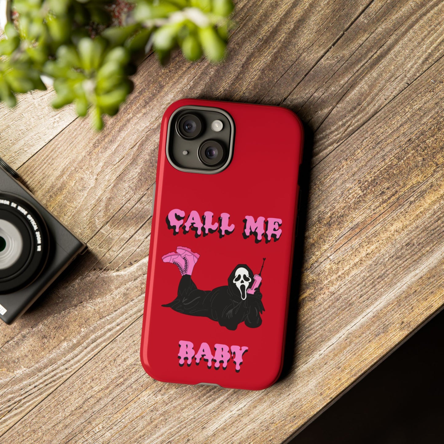 Red Horror Phone Case, Spooky Phone Cover, Call Me Baby Design, Halloween Accessories, Unique Gift for Horror Fans