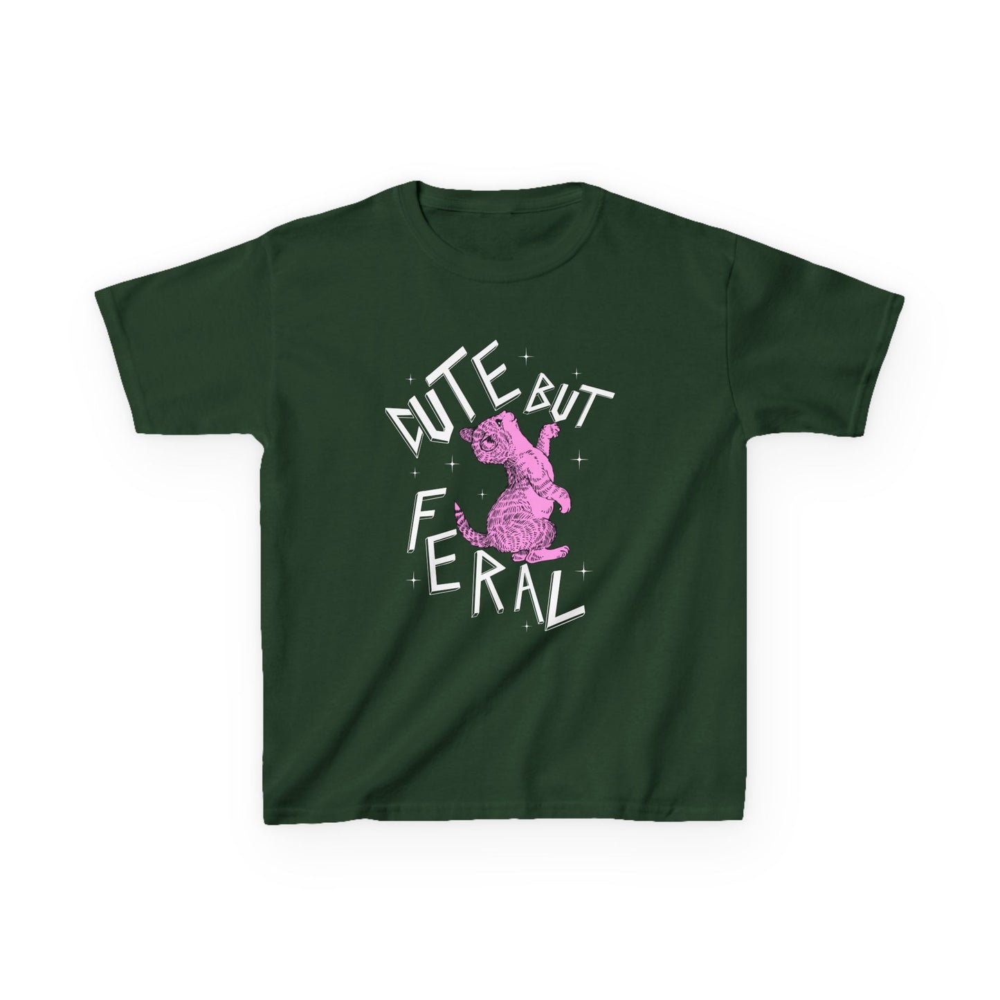 Cute But Feral Kids Tee, Playful Kids T-Shirt, Fun Youth Shirt, Unique Gift for Kids, Comfortable Everyday Wear