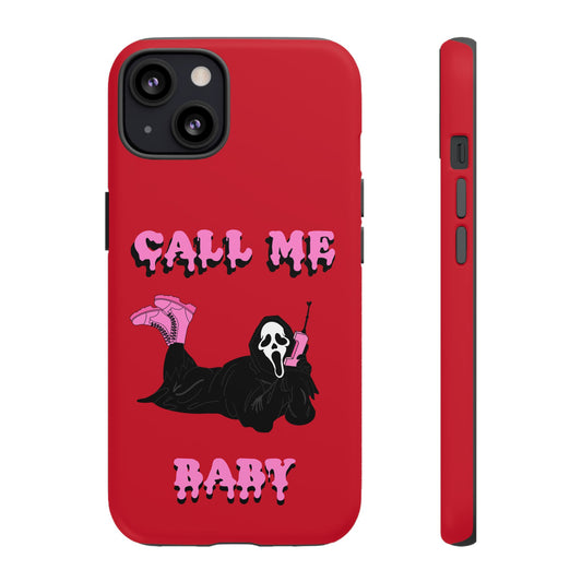 Red Horror Phone Case, Spooky Phone Cover, Call Me Baby Design, Halloween Accessories, Unique Gift for Horror Fans