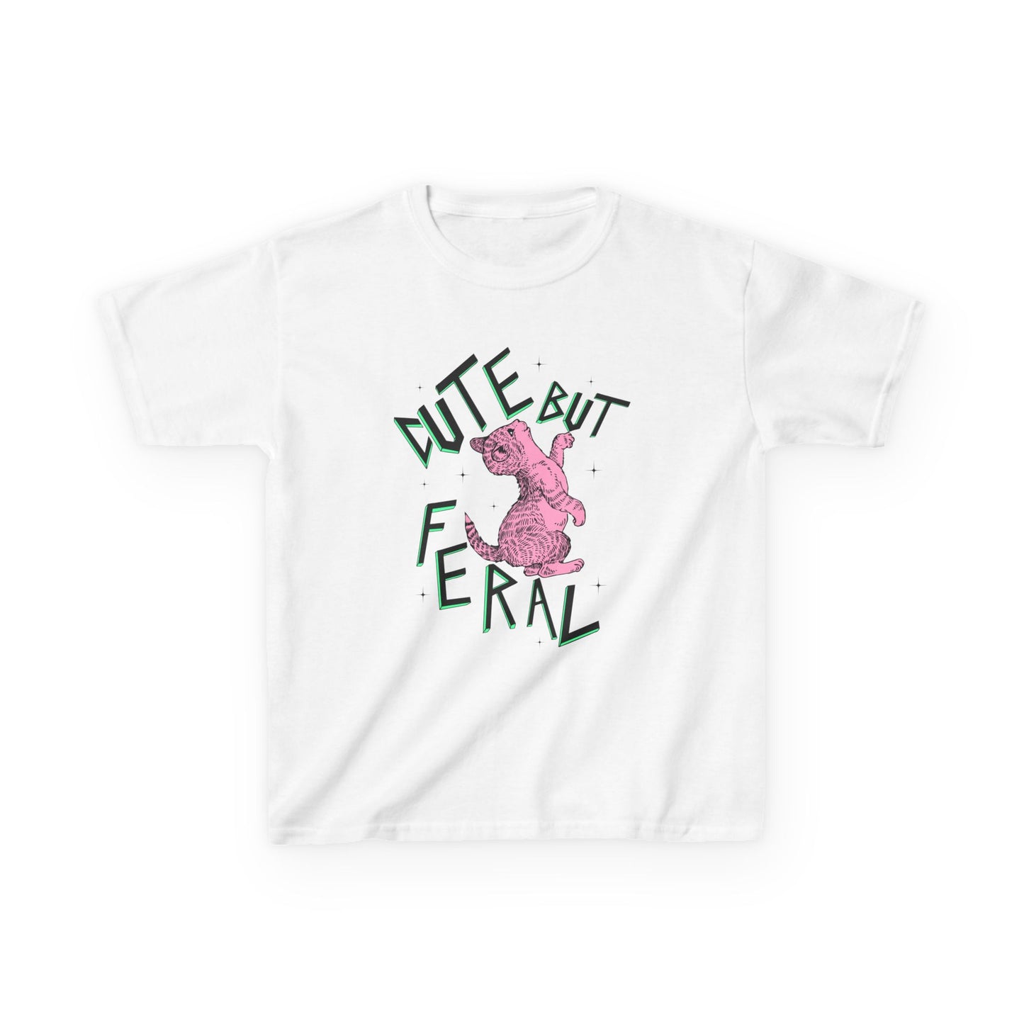 Cute But Feral Kids Tee, Playful Kids T-Shirt, Fun Youth Shirt, Unique Gift for Kids, Comfortable Everyday Wear