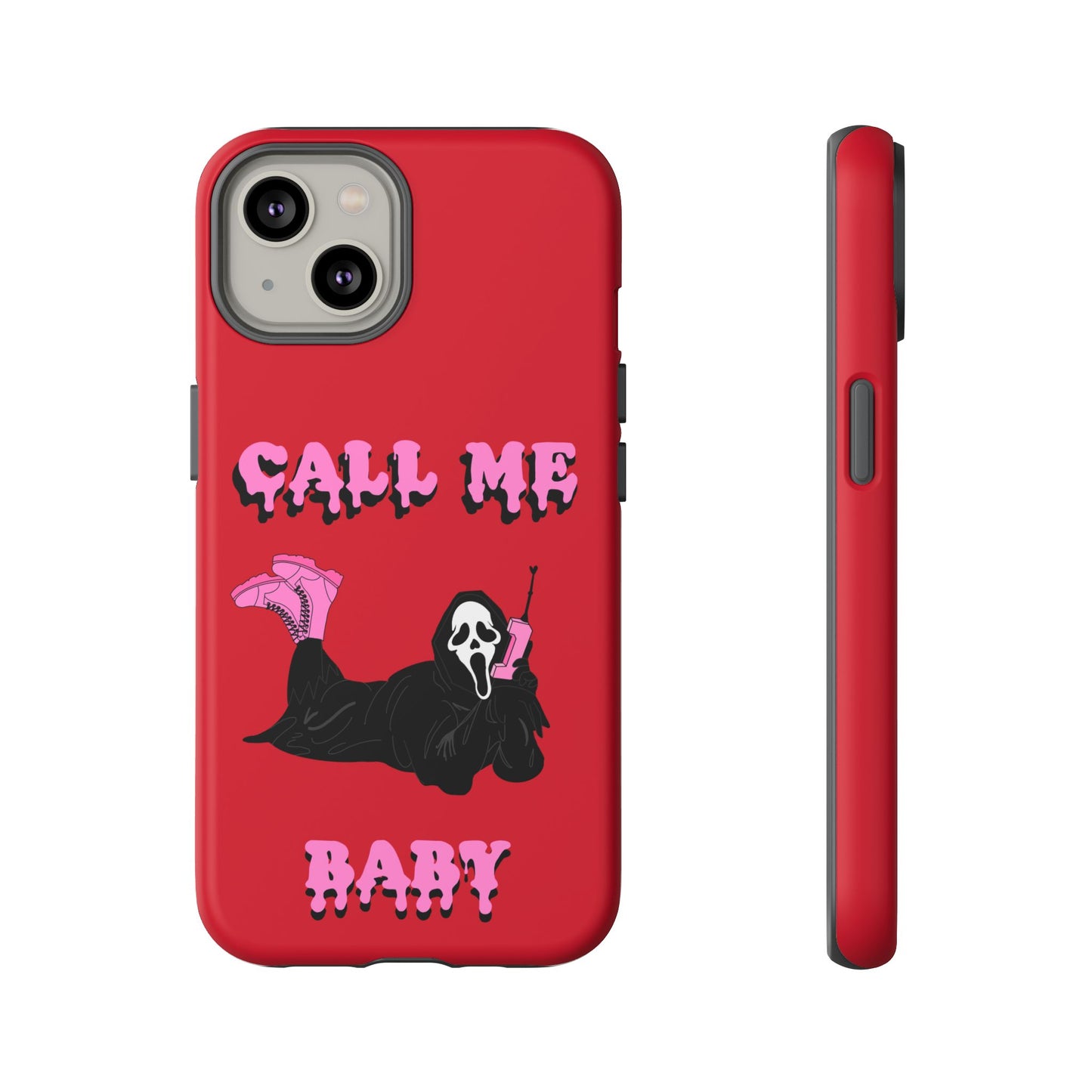 Red Horror Phone Case, Spooky Phone Cover, Call Me Baby Design, Halloween Accessories, Unique Gift for Horror Fans
