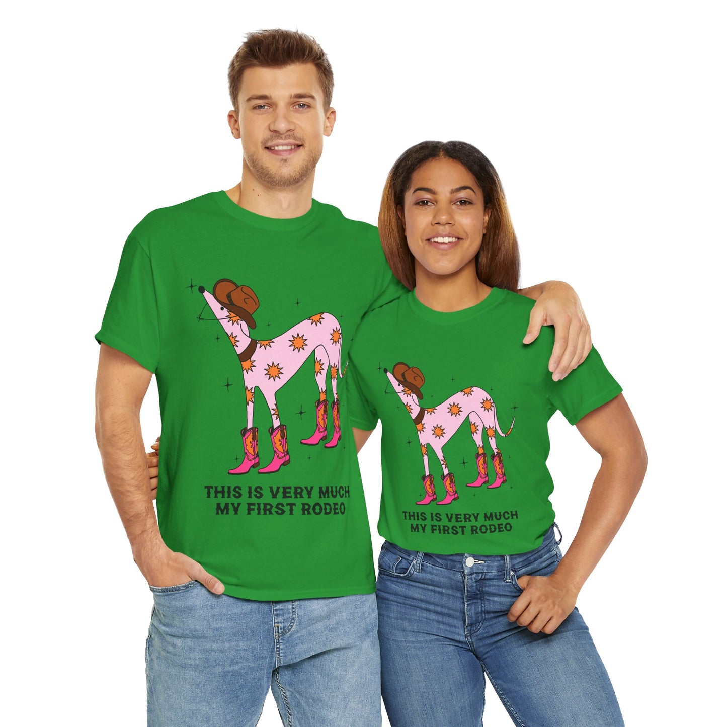 Cowgirl Rodeo Dog Tee, Fun Graphic Tee, Unisex Cotton Shirt, Gift for Dog Lovers, Country Style Apparel, Rodeo Theme Shirt