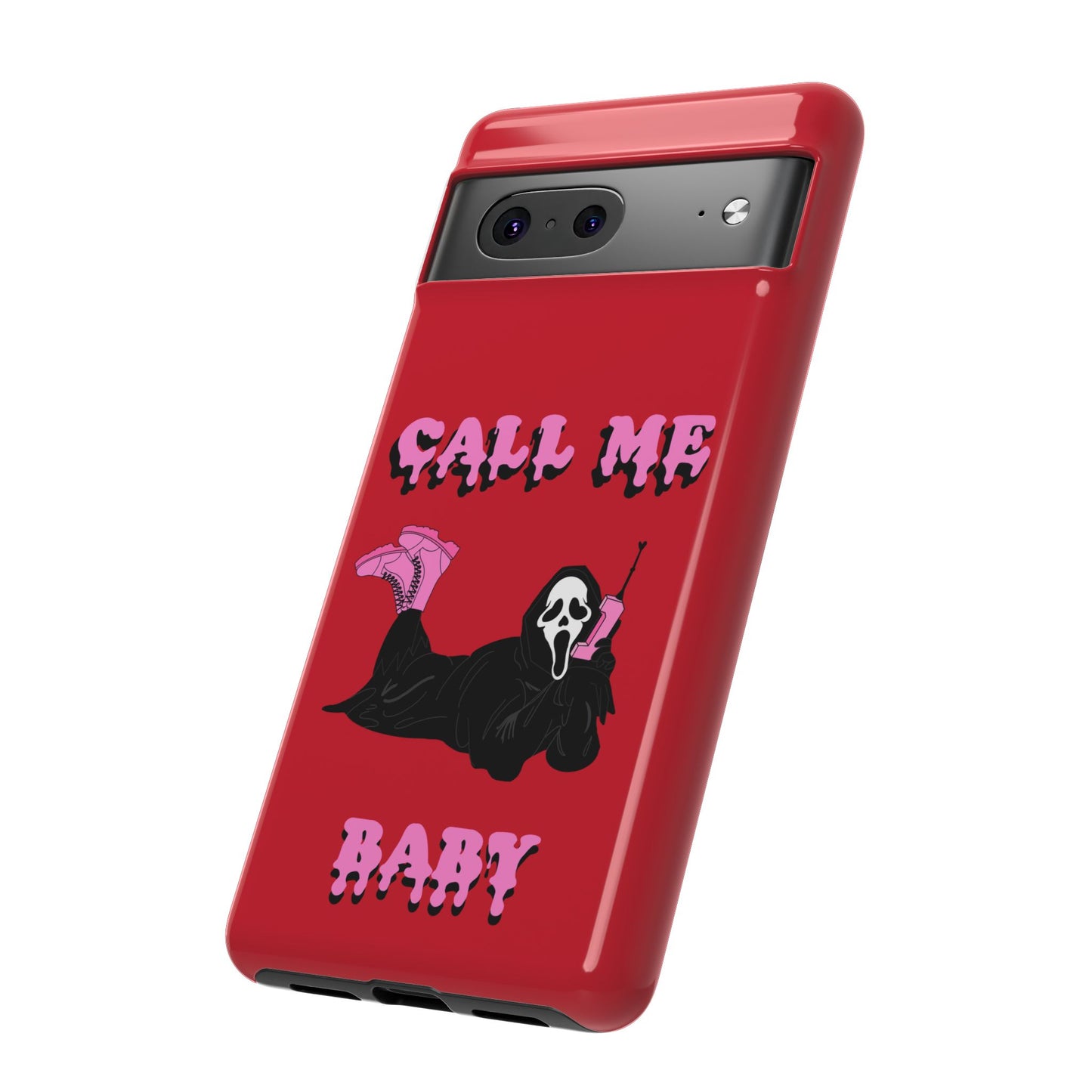 Red Horror Phone Case, Spooky Phone Cover, Call Me Baby Design, Halloween Accessories, Unique Gift for Horror Fans
