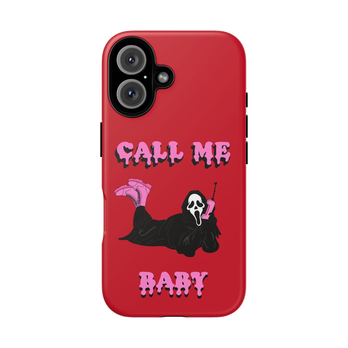 Red Horror Phone Case, Spooky Phone Cover, Call Me Baby Design, Halloween Accessories, Unique Gift for Horror Fans