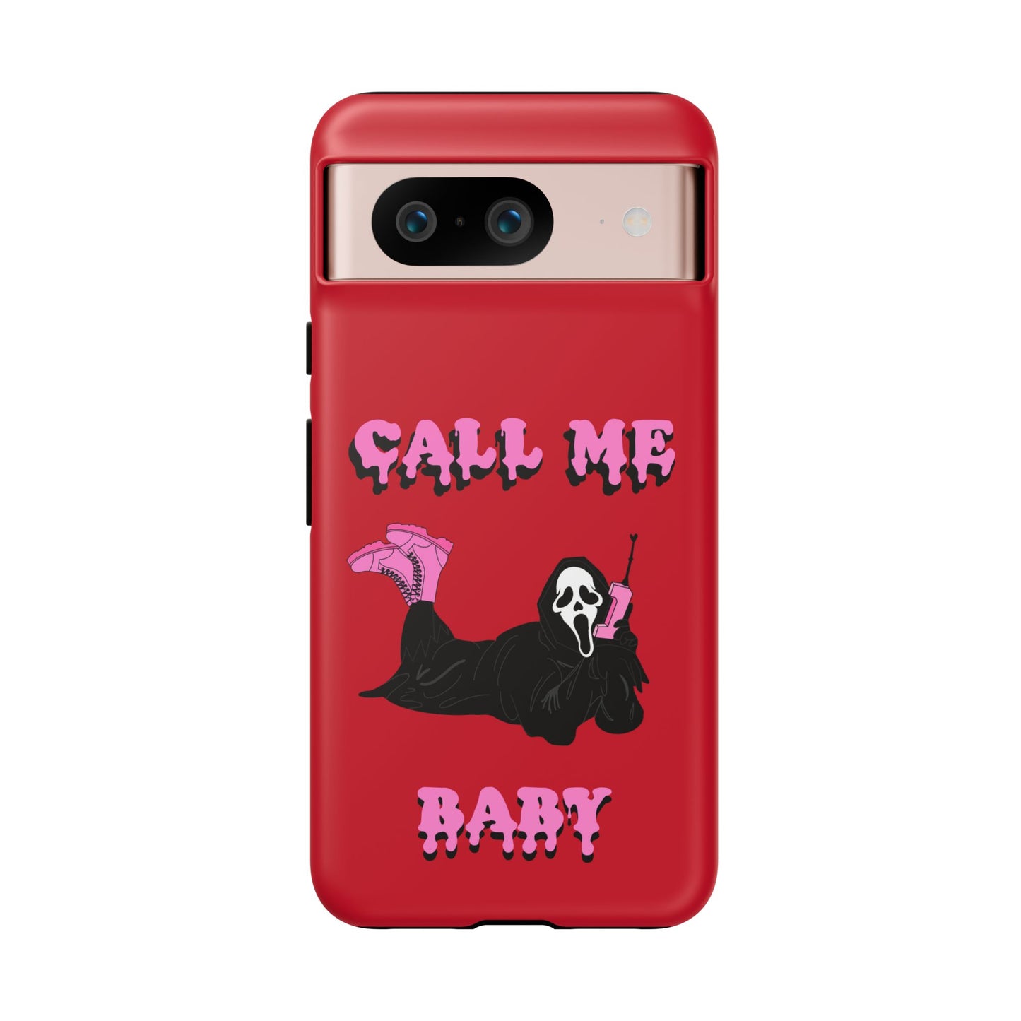 Red Horror Phone Case, Spooky Phone Cover, Call Me Baby Design, Halloween Accessories, Unique Gift for Horror Fans