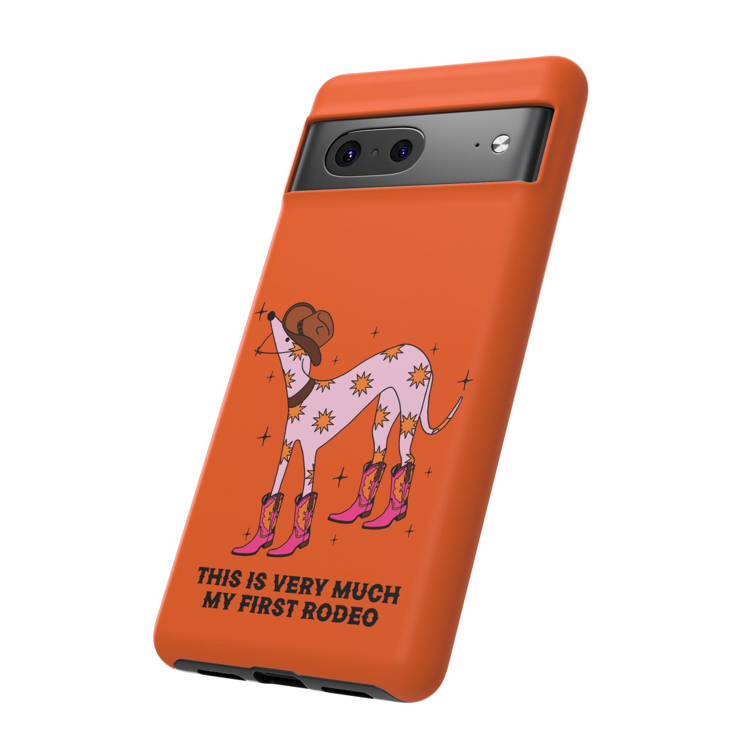 Rodeo Whippet Phone Case, Tough Cases for Pet Lovers, Cowgirl Accessories, Orange Dog Design, Cute Gift Idea