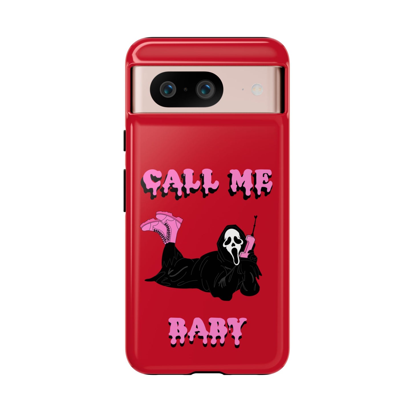 Red Horror Phone Case, Spooky Phone Cover, Call Me Baby Design, Halloween Accessories, Unique Gift for Horror Fans
