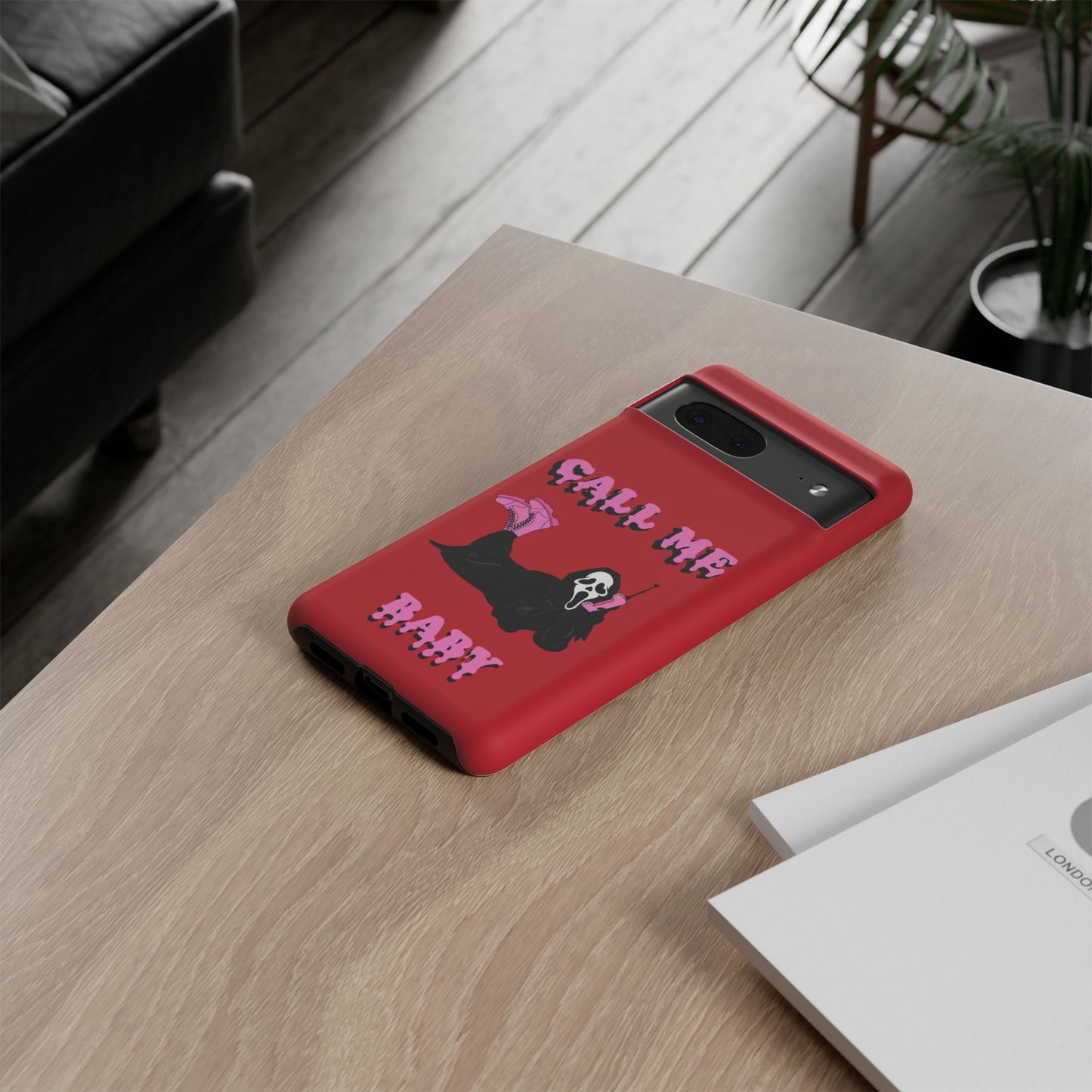 Red Horror Phone Case, Spooky Phone Cover, Call Me Baby Design, Halloween Accessories, Unique Gift for Horror Fans