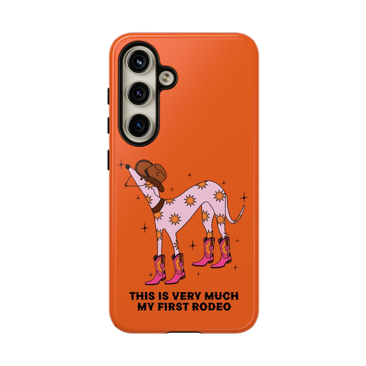 Rodeo Whippet Phone Case, Tough Cases for Pet Lovers, Cowgirl Accessories, Orange Dog Design, Cute Gift Idea