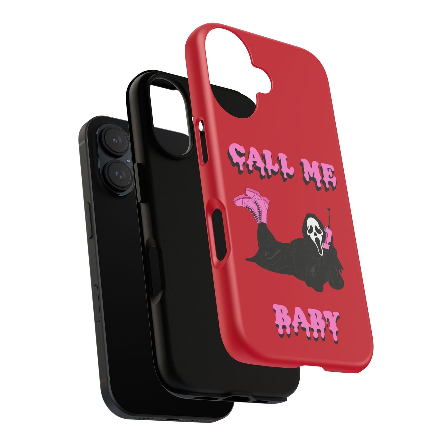 Red Horror Phone Case, Spooky Phone Cover, Call Me Baby Design, Halloween Accessories, Unique Gift for Horror Fans