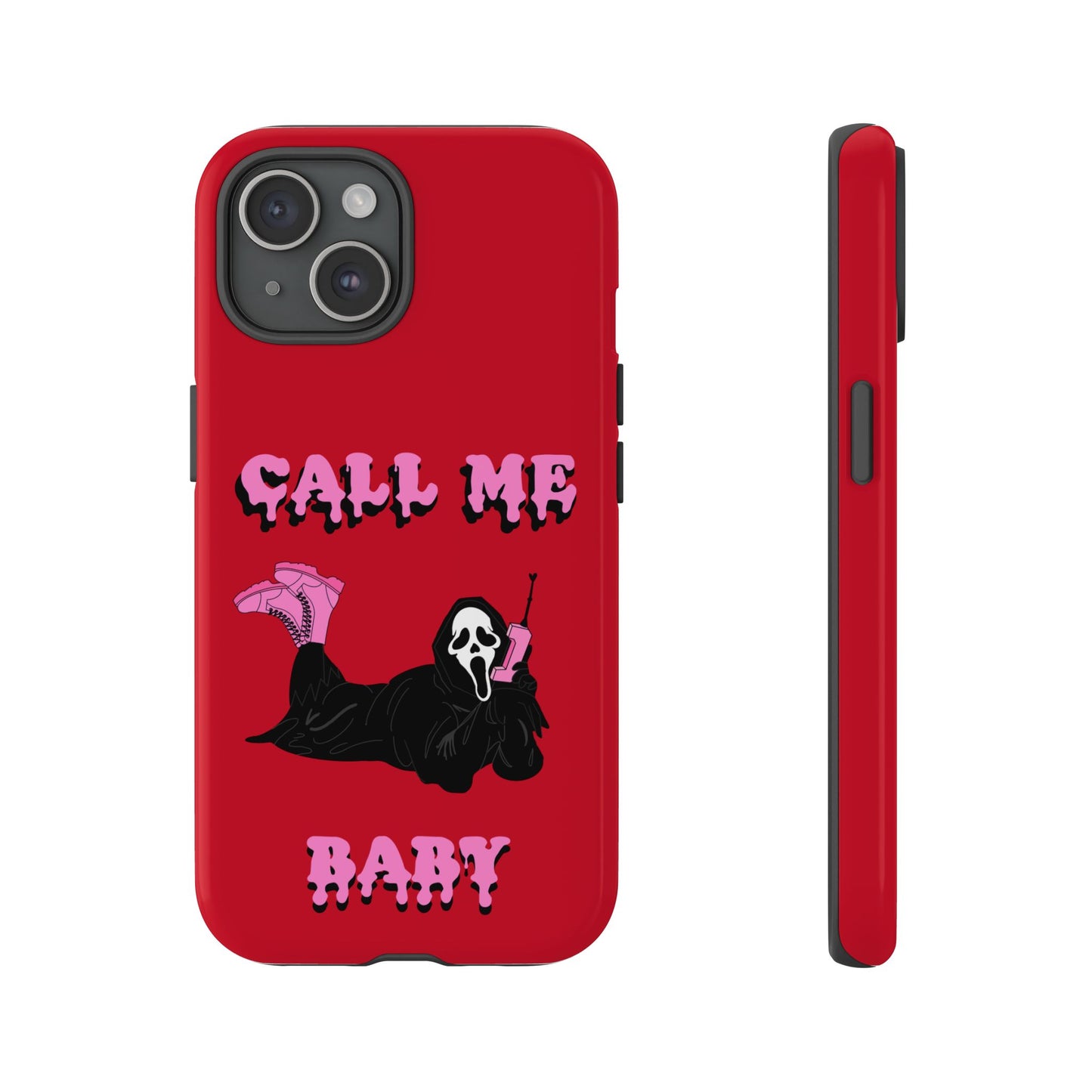 Red Horror Phone Case, Spooky Phone Cover, Call Me Baby Design, Halloween Accessories, Unique Gift for Horror Fans