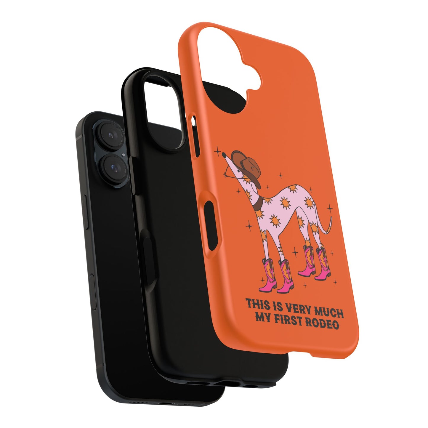 Rodeo Whippet Phone Case, Tough Cases for Pet Lovers, Cowgirl Accessories, Orange Dog Design, Cute Gift Idea