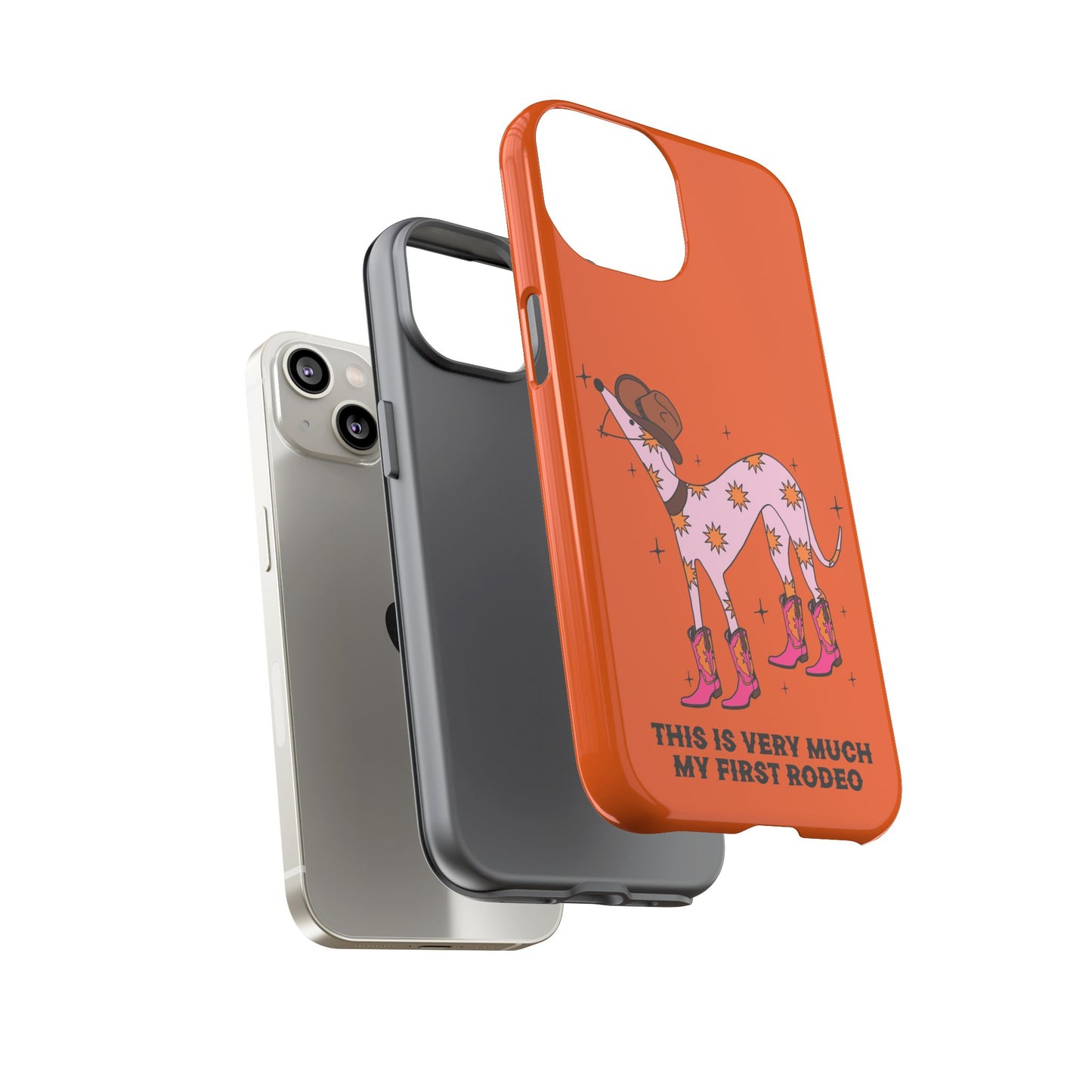 Rodeo Whippet Phone Case, Tough Cases for Pet Lovers, Cowgirl Accessories, Orange Dog Design, Cute Gift Idea