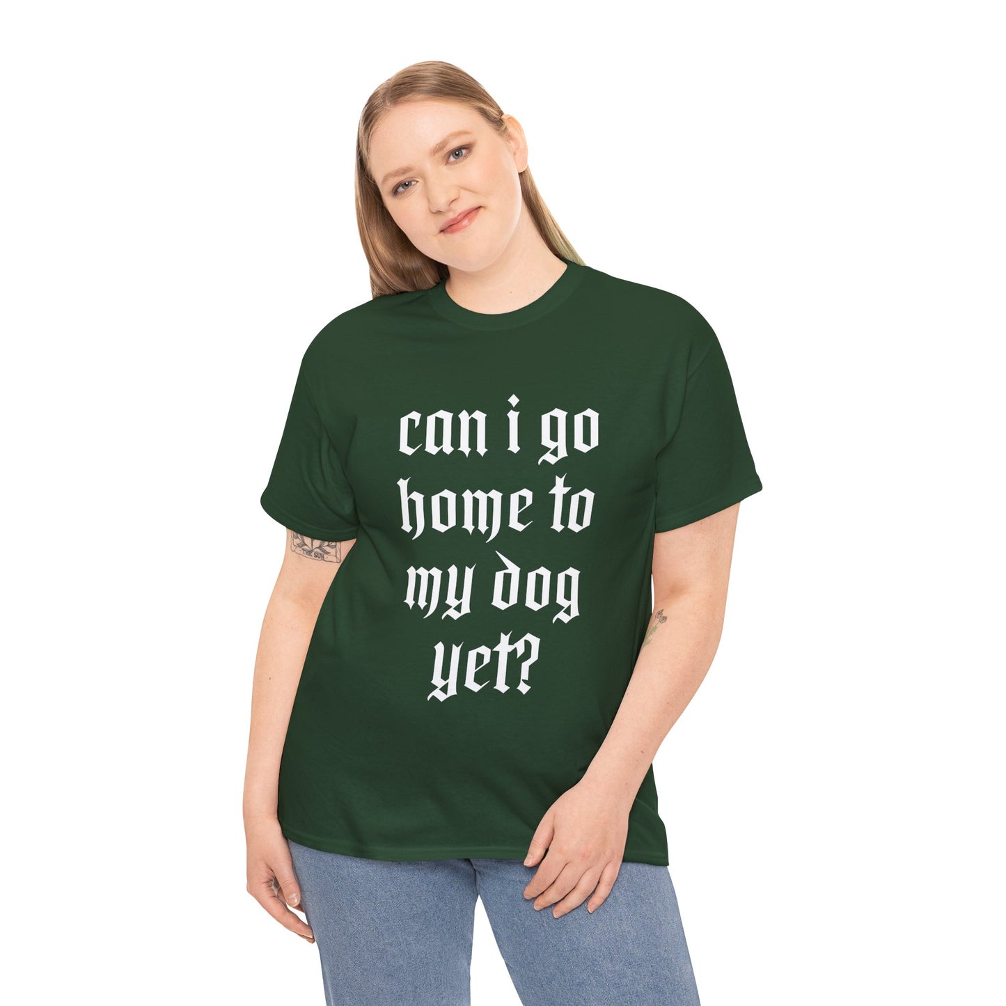 Can I Go Home To My Dog Yet - Graphic Cotton T-Shirt, Pet Owner Gift, Home Comfort Wear, Animal Lover Apparel, Gift for Dog Lovers
