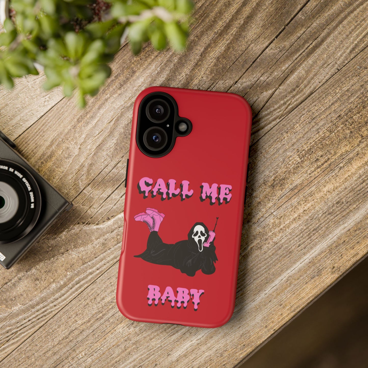 Red Horror Phone Case, Spooky Phone Cover, Call Me Baby Design, Halloween Accessories, Unique Gift for Horror Fans