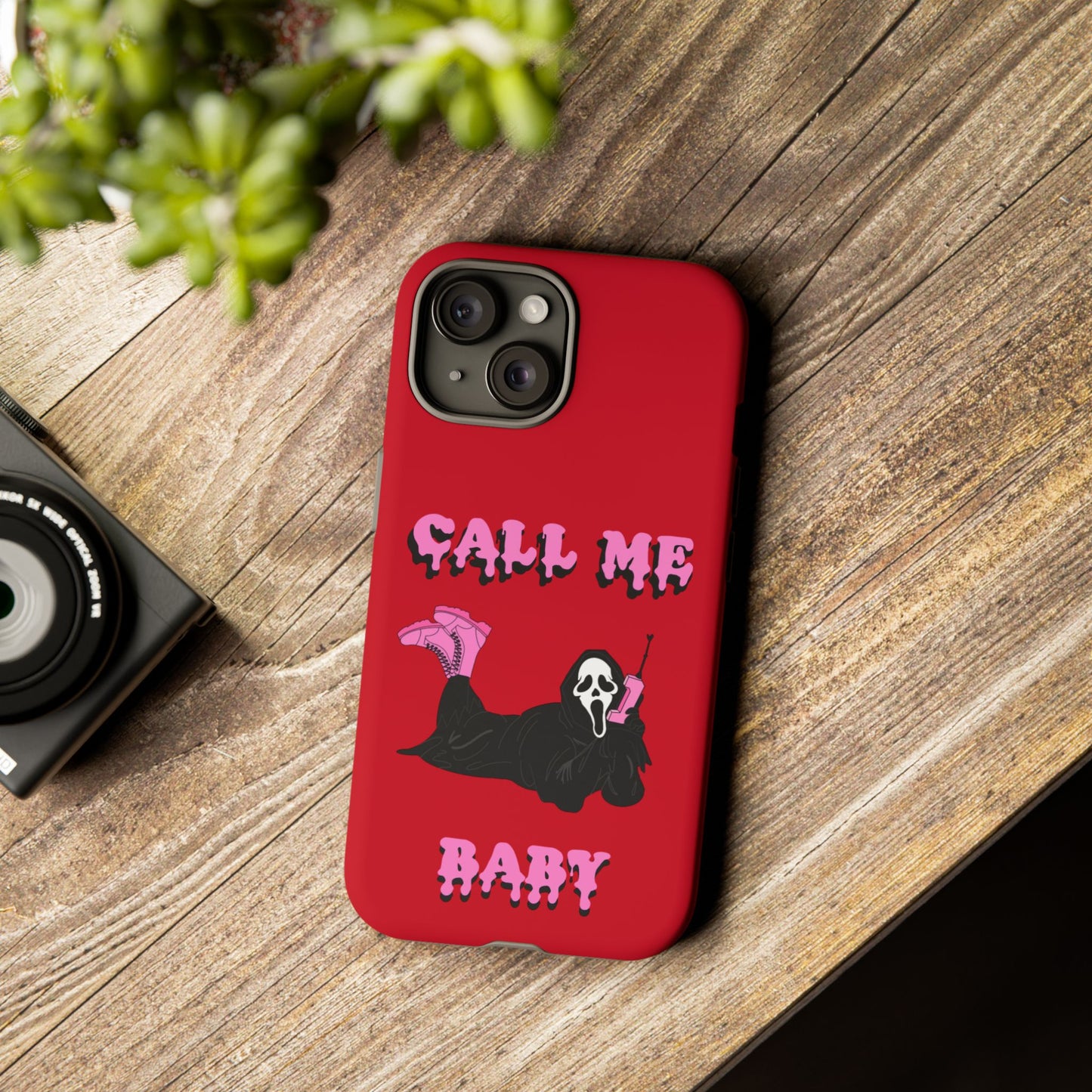 Red Horror Phone Case, Spooky Phone Cover, Call Me Baby Design, Halloween Accessories, Unique Gift for Horror Fans