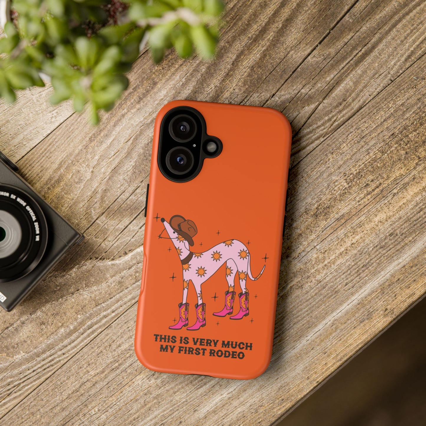 Rodeo Whippet Phone Case, Tough Cases for Pet Lovers, Cowgirl Accessories, Orange Dog Design, Cute Gift Idea