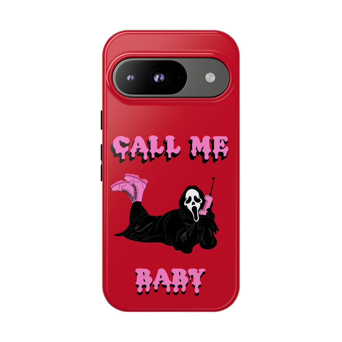 Red Horror Phone Case, Spooky Phone Cover, Call Me Baby Design, Halloween Accessories, Unique Gift for Horror Fans