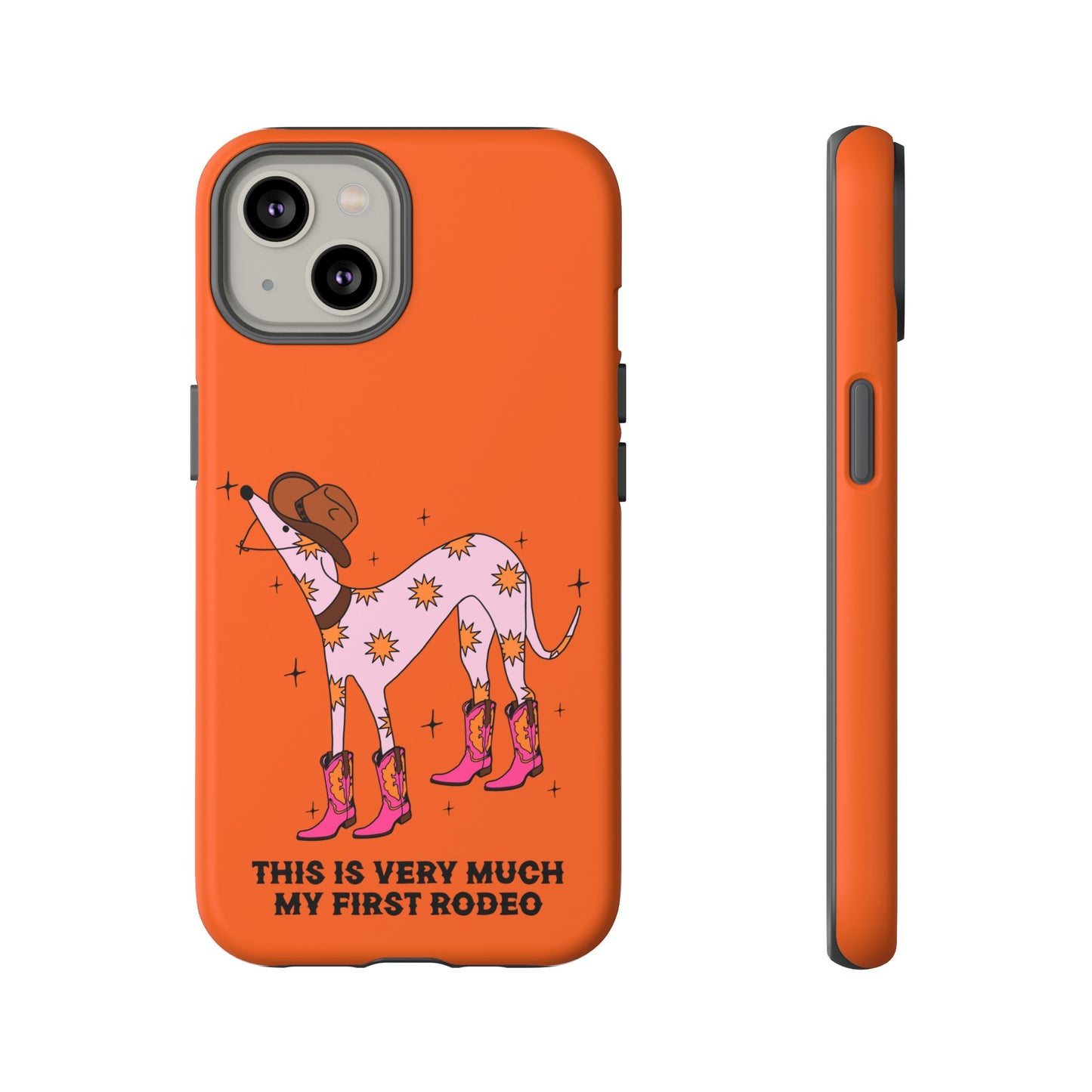 Rodeo Whippet Phone Case, Tough Cases for Pet Lovers, Cowgirl Accessories, Orange Dog Design, Cute Gift Idea