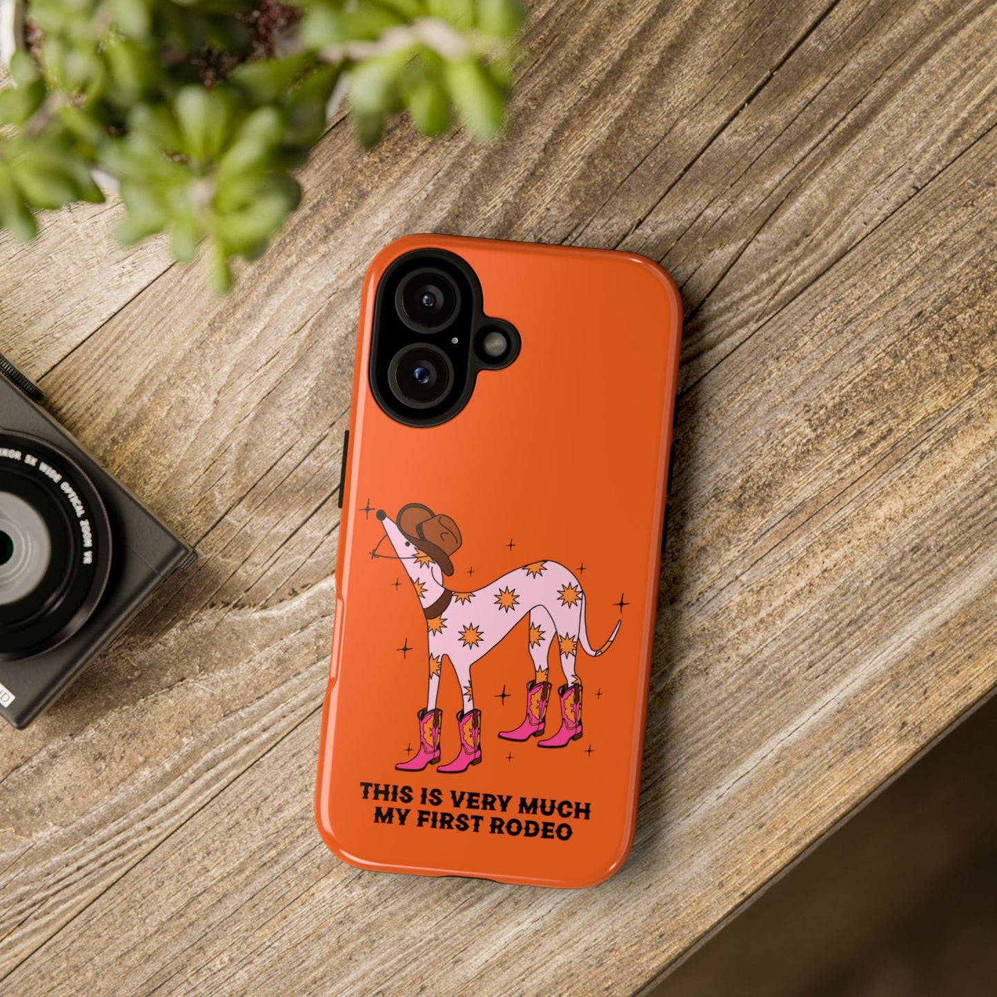 Rodeo Whippet Phone Case, Tough Cases for Pet Lovers, Cowgirl Accessories, Orange Dog Design, Cute Gift Idea
