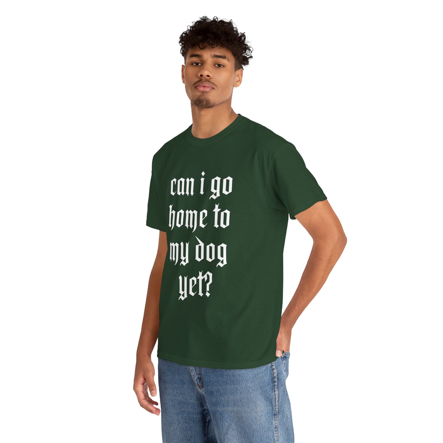 Can I Go Home To My Dog Yet - Graphic Cotton T-Shirt, Pet Owner Gift, Home Comfort Wear, Animal Lover Apparel, Gift for Dog Lovers