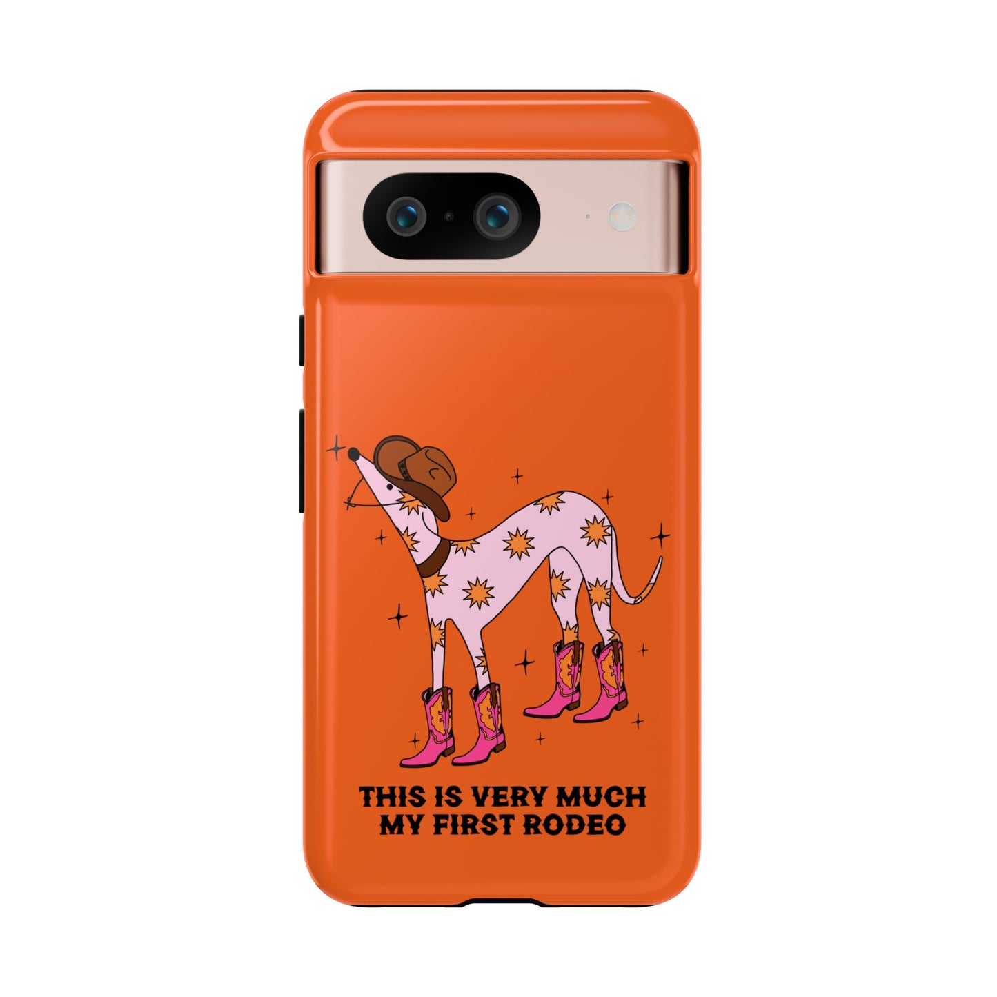 Rodeo Whippet Phone Case, Tough Cases for Pet Lovers, Cowgirl Accessories, Orange Dog Design, Cute Gift Idea