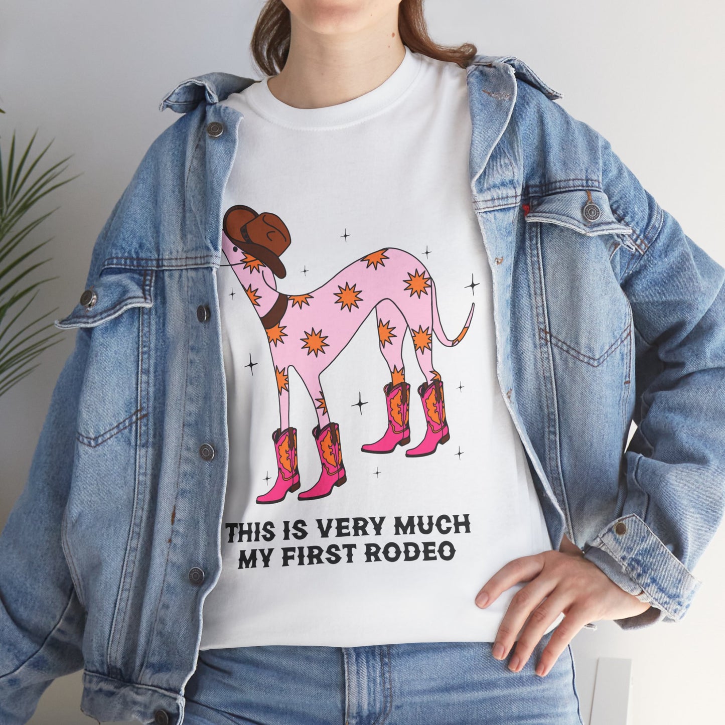 Cowgirl Rodeo Dog Tee, Fun Graphic Tee, Unisex Cotton Shirt, Gift for Dog Lovers, Country Style Apparel, Rodeo Theme Shirt