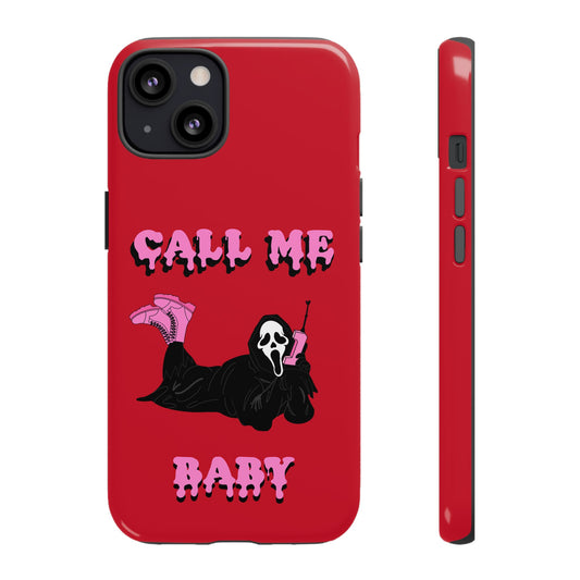 Red Horror Phone Case, Spooky Phone Cover, Call Me Baby Design, Halloween Accessories, Unique Gift for Horror Fans