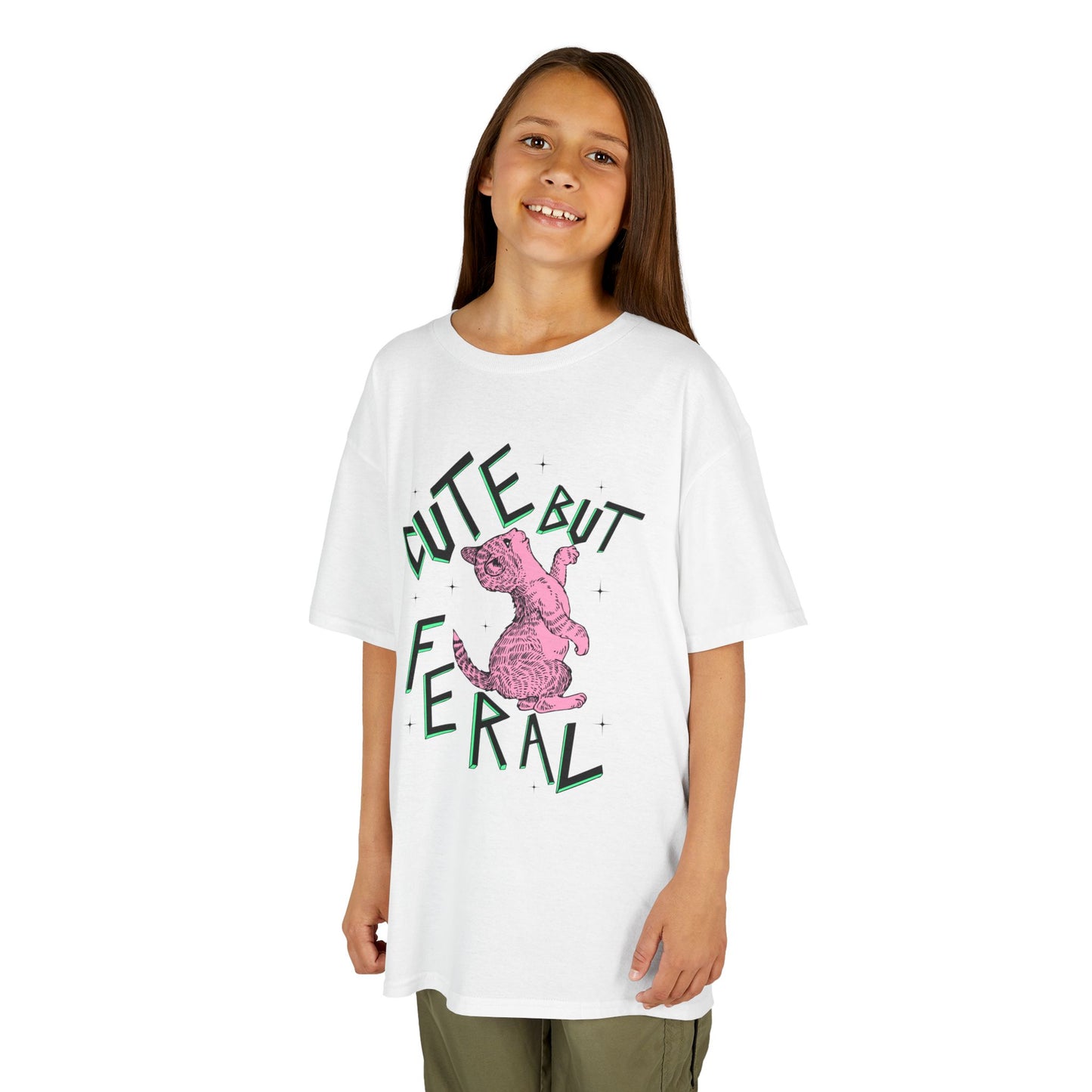 Cute But Feral Kids Tee, Playful Kids T-Shirt, Fun Youth Shirt, Unique Gift for Kids, Comfortable Everyday Wear