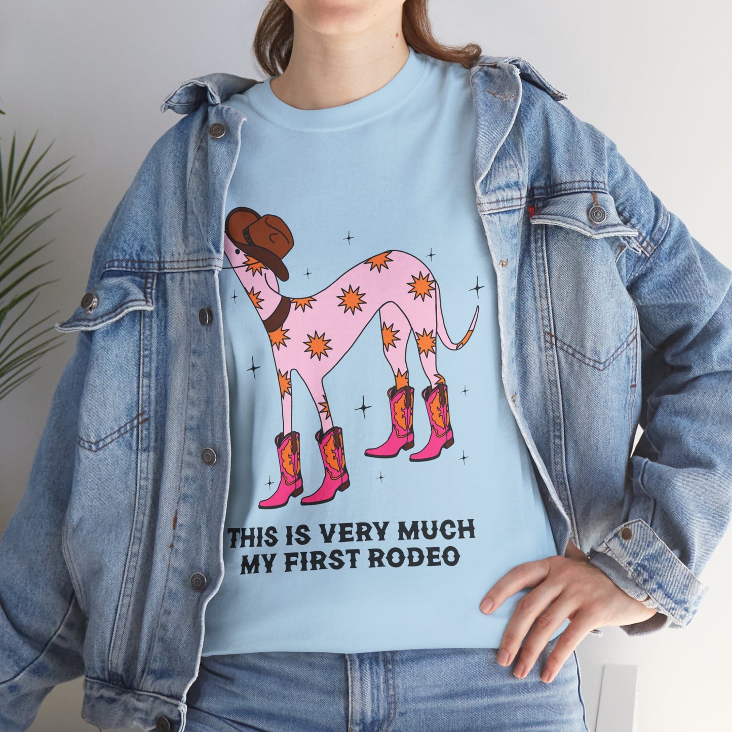 Cowgirl Rodeo Dog Tee, Fun Graphic Tee, Unisex Cotton Shirt, Gift for Dog Lovers, Country Style Apparel, Rodeo Theme Shirt