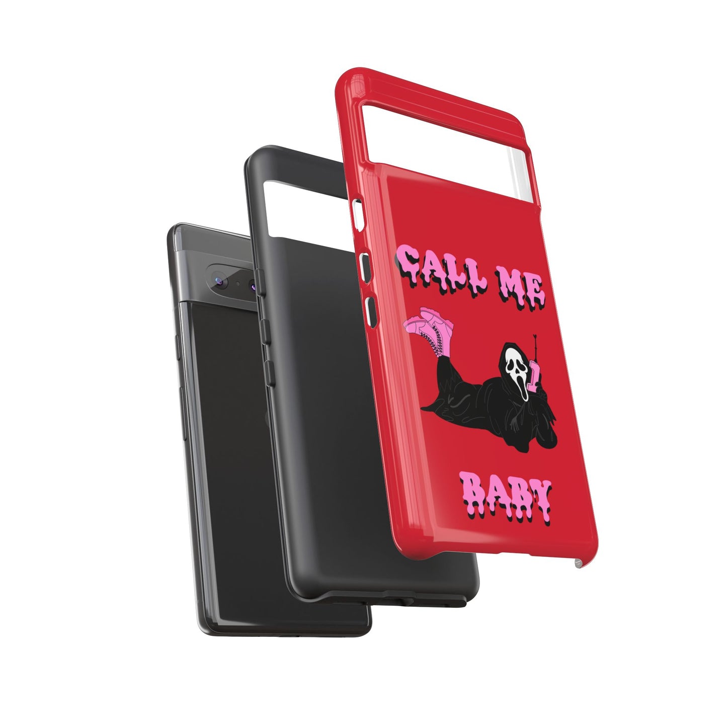 Red Horror Phone Case, Spooky Phone Cover, Call Me Baby Design, Halloween Accessories, Unique Gift for Horror Fans