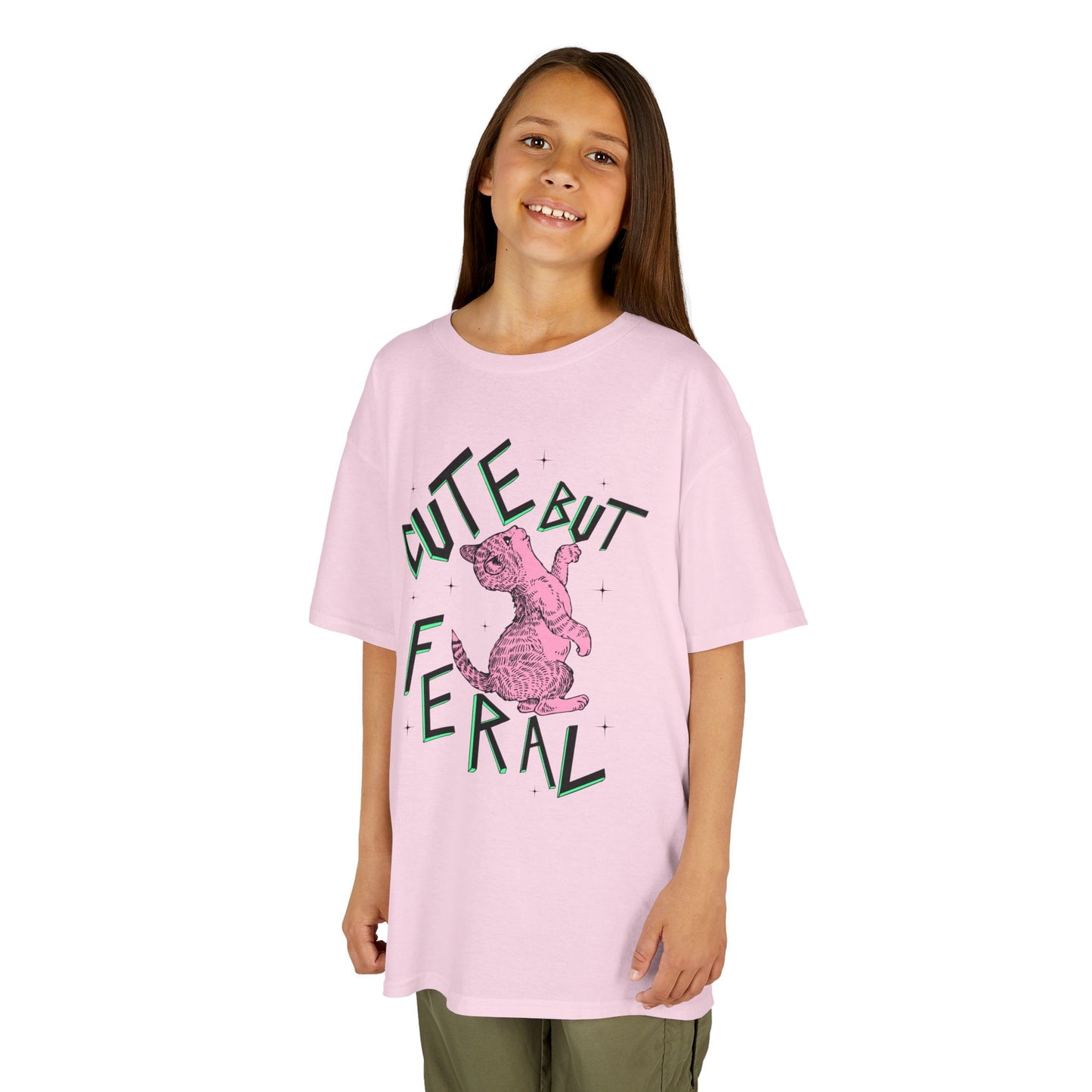 Cute But Feral Kids Tee, Playful Kids T-Shirt, Fun Youth Shirt, Unique Gift for Kids, Comfortable Everyday Wear