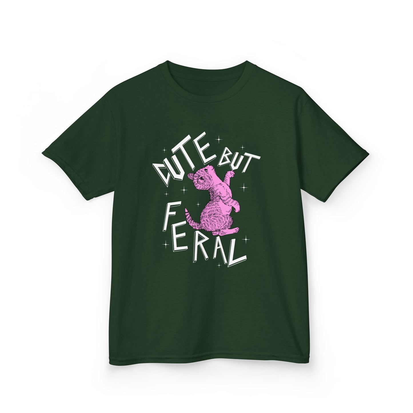 Cute But Feral Kids Tee, Playful Kids T-Shirt, Fun Youth Shirt, Unique Gift for Kids, Comfortable Everyday Wear