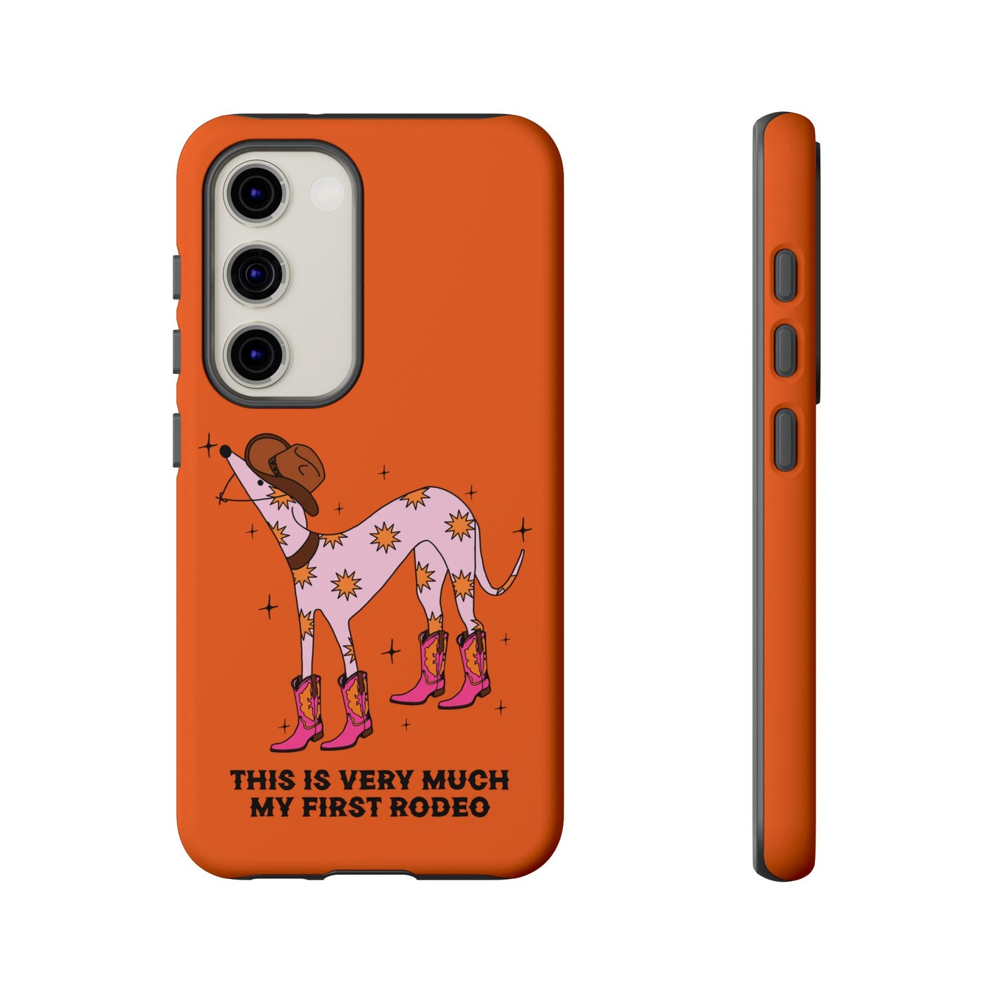 Rodeo Whippet Phone Case, Tough Cases for Pet Lovers, Cowgirl Accessories, Orange Dog Design, Cute Gift Idea