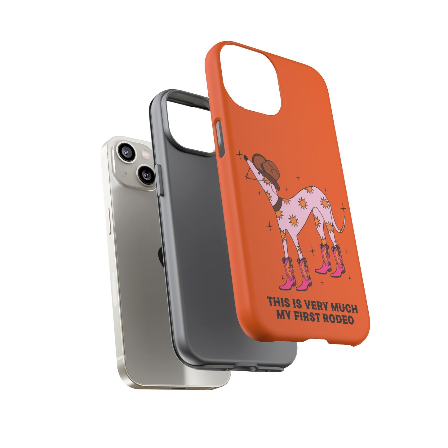 Rodeo Whippet Phone Case, Tough Cases for Pet Lovers, Cowgirl Accessories, Orange Dog Design, Cute Gift Idea