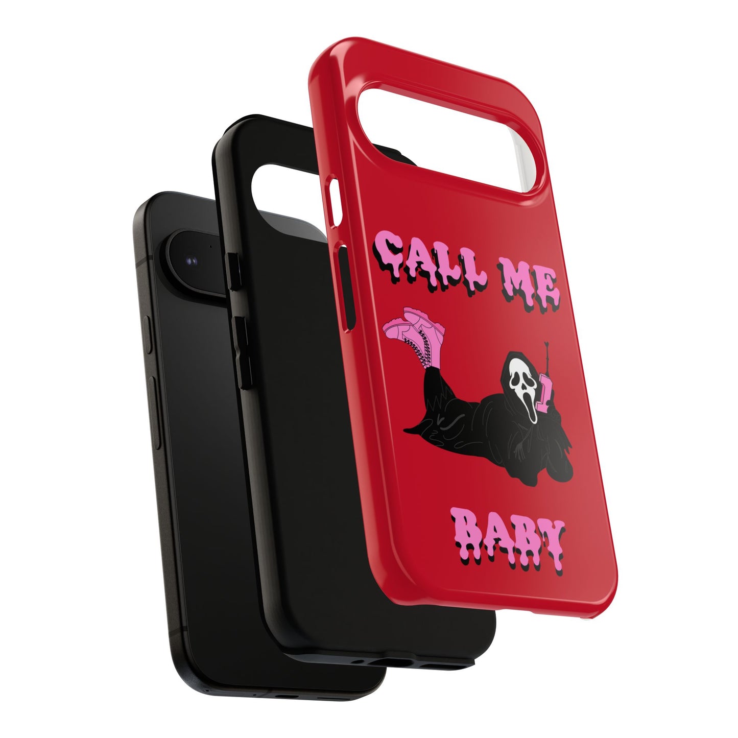 Red Horror Phone Case, Spooky Phone Cover, Call Me Baby Design, Halloween Accessories, Unique Gift for Horror Fans