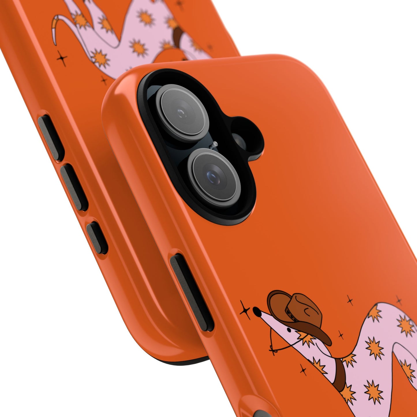 Rodeo Whippet Phone Case, Tough Cases for Pet Lovers, Cowgirl Accessories, Orange Dog Design, Cute Gift Idea