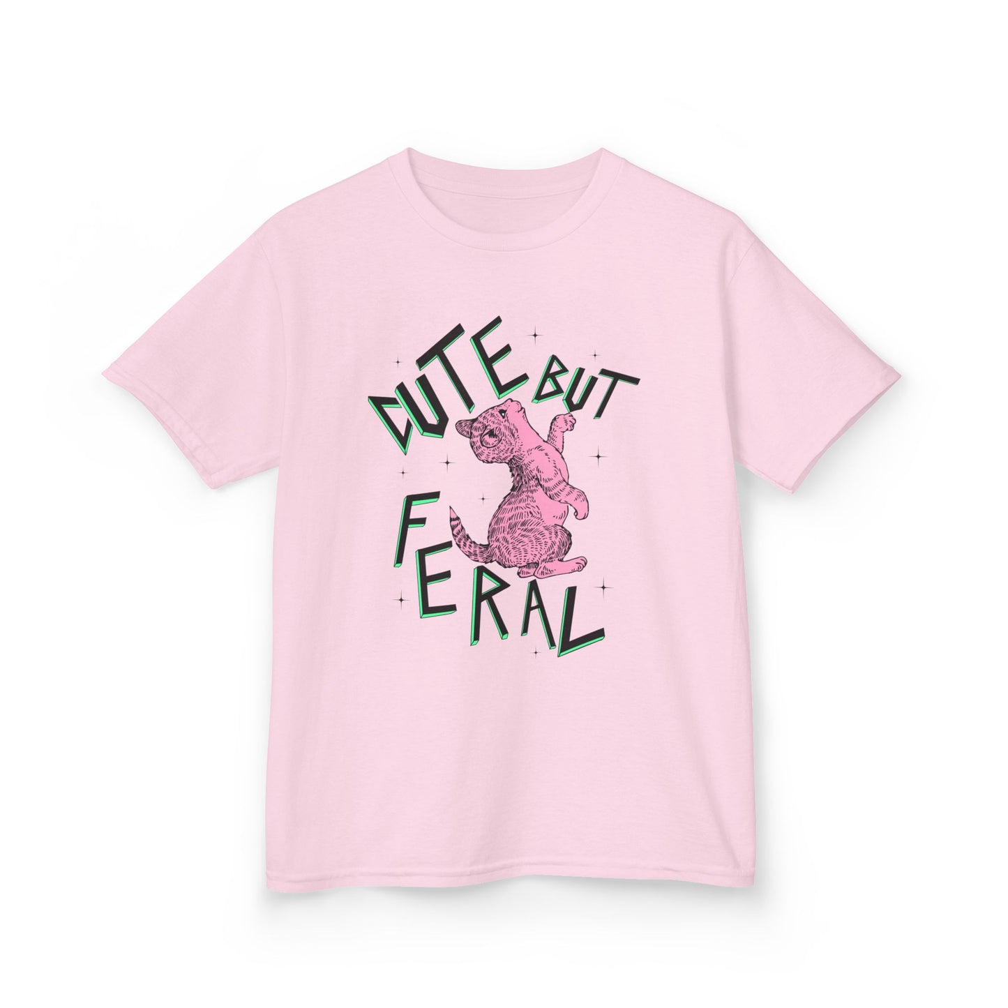 Cute But Feral Kids Tee, Playful Kids T-Shirt, Fun Youth Shirt, Unique Gift for Kids, Comfortable Everyday Wear
