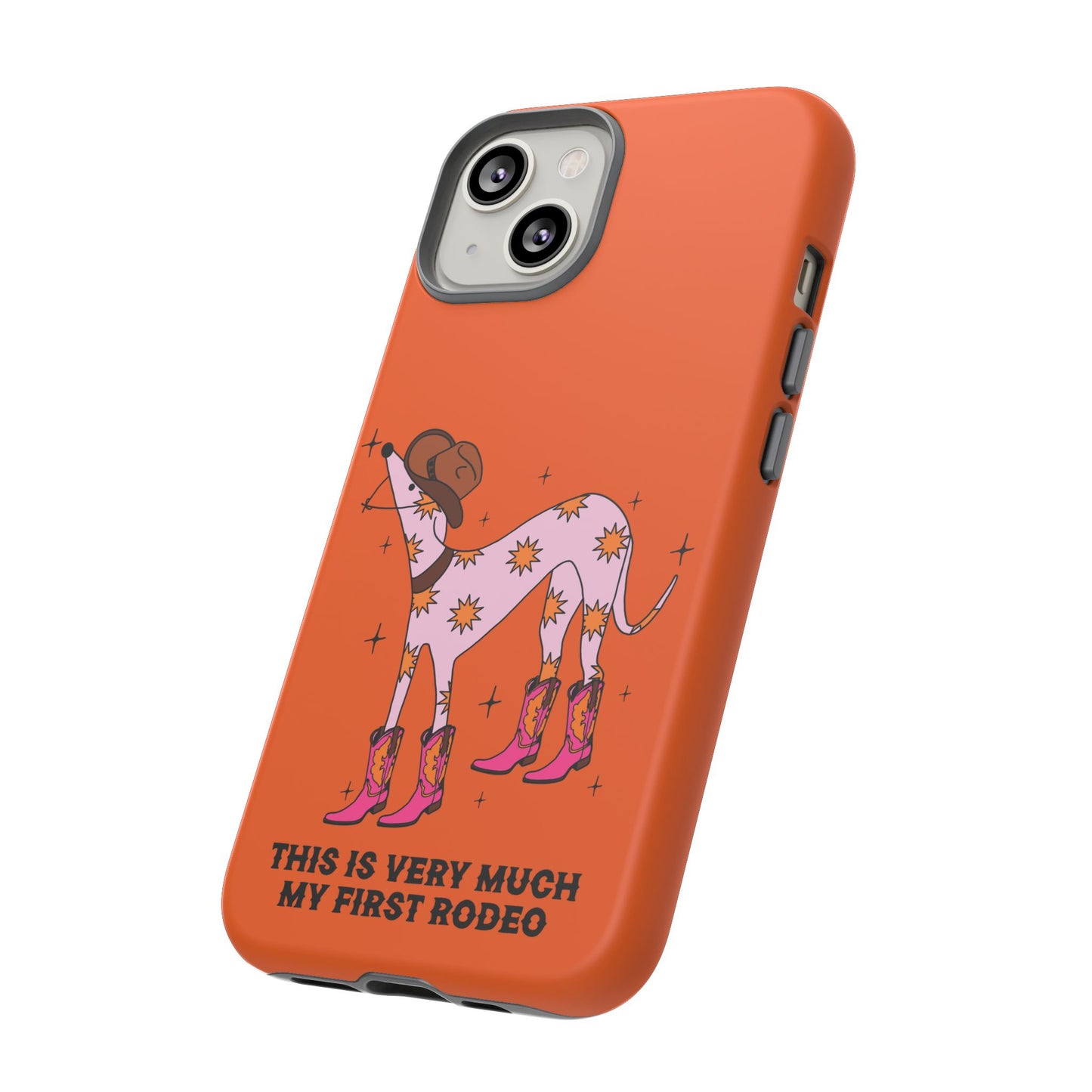 Rodeo Whippet Phone Case, Tough Cases for Pet Lovers, Cowgirl Accessories, Orange Dog Design, Cute Gift Idea