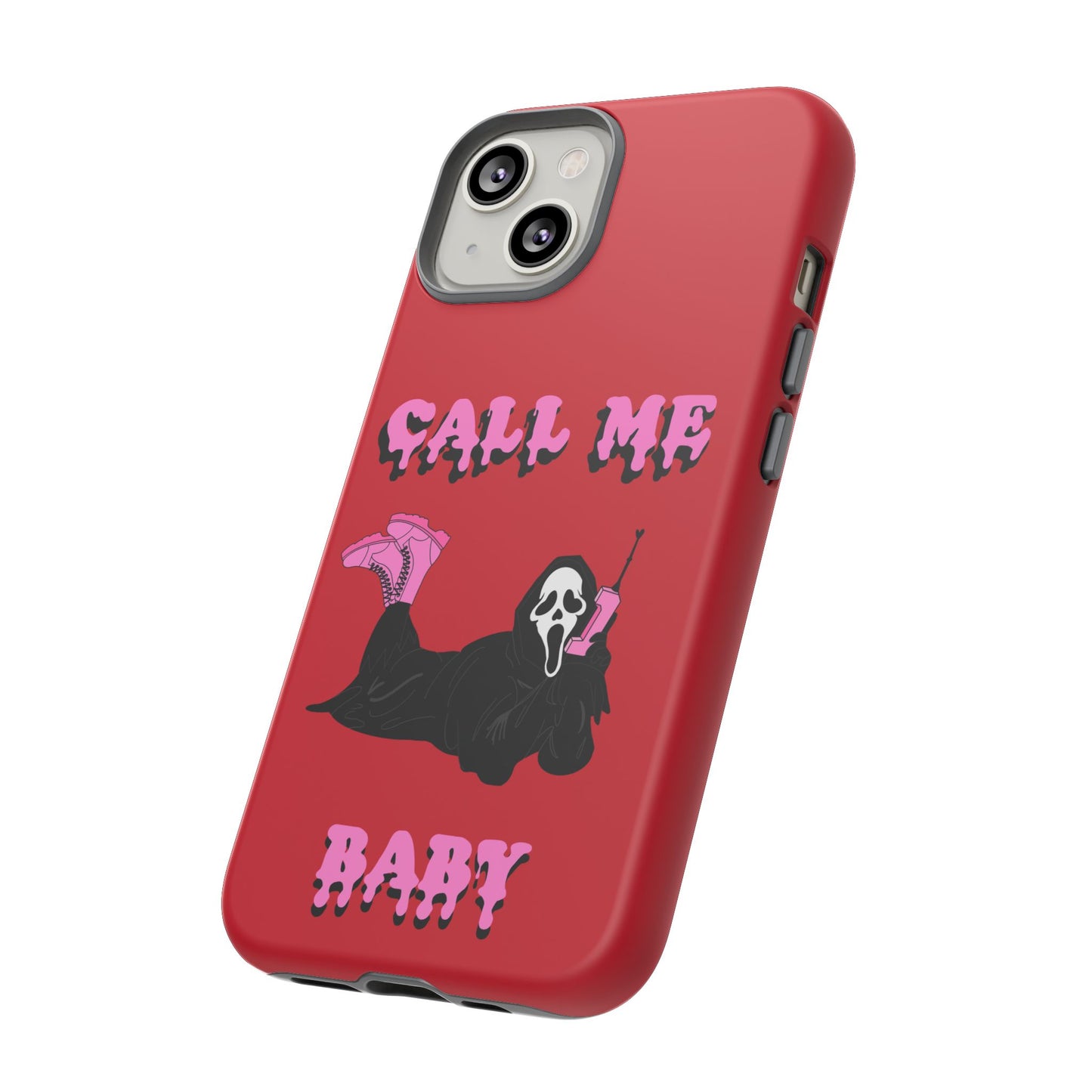 Red Horror Phone Case, Spooky Phone Cover, Call Me Baby Design, Halloween Accessories, Unique Gift for Horror Fans