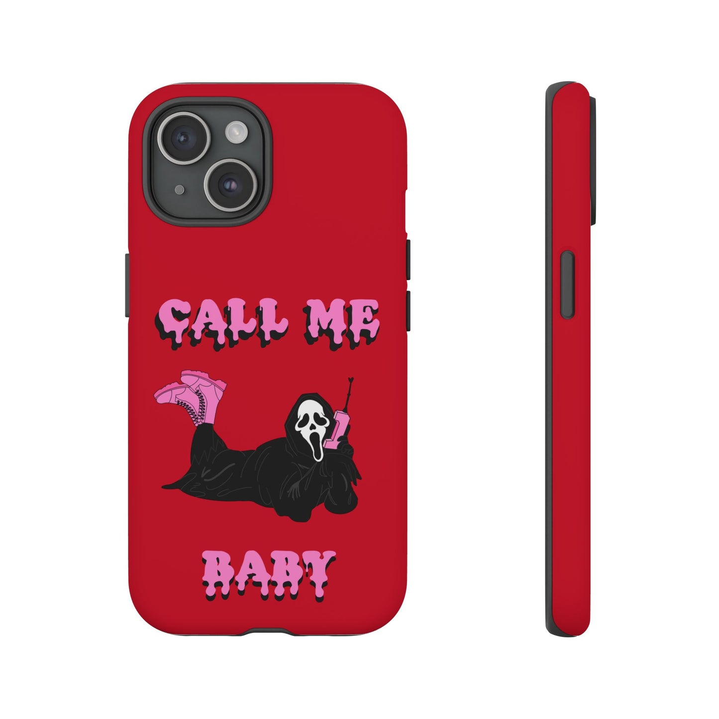Red Horror Phone Case, Spooky Phone Cover, Call Me Baby Design, Halloween Accessories, Unique Gift for Horror Fans