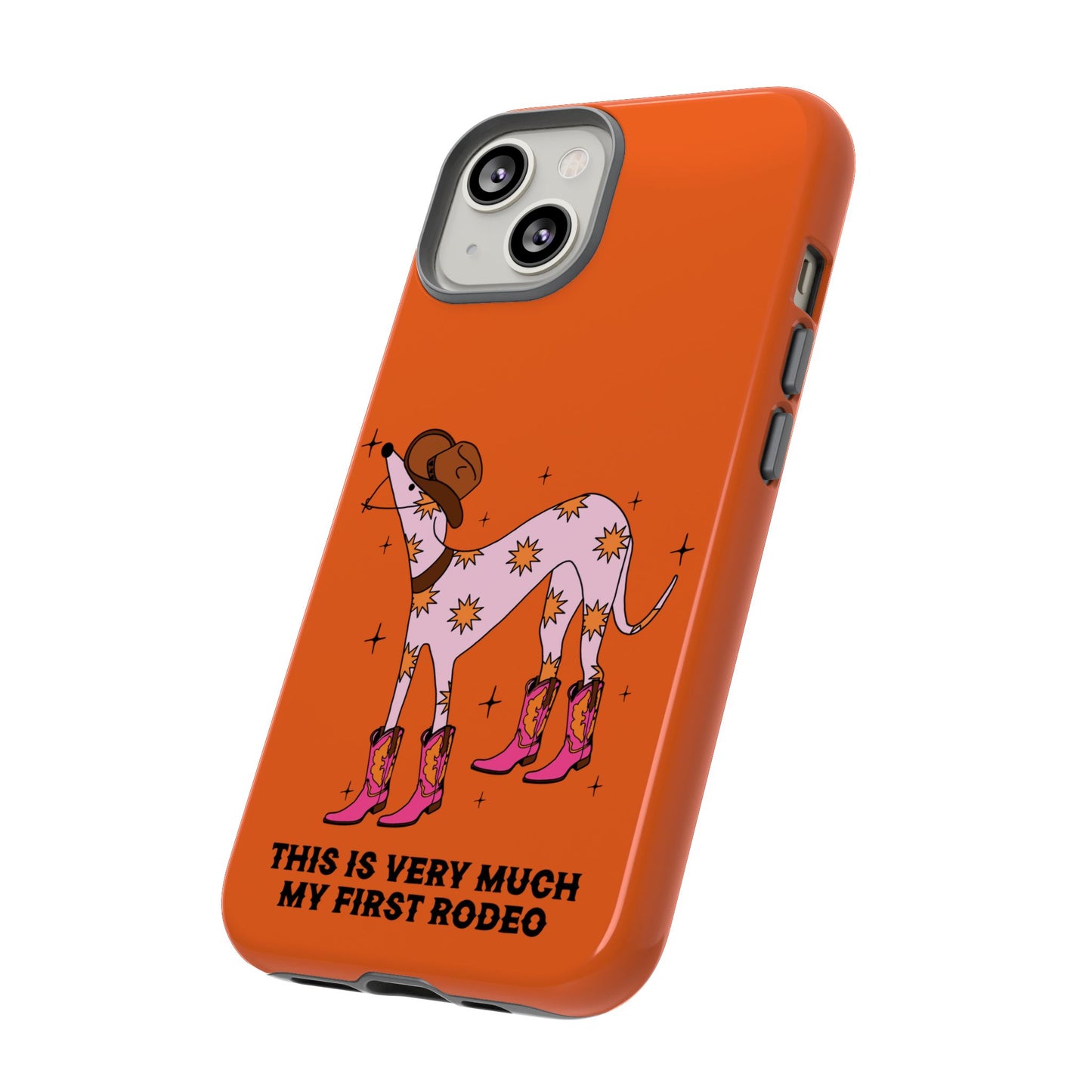 Rodeo Whippet Phone Case, Tough Cases for Pet Lovers, Cowgirl Accessories, Orange Dog Design, Cute Gift Idea