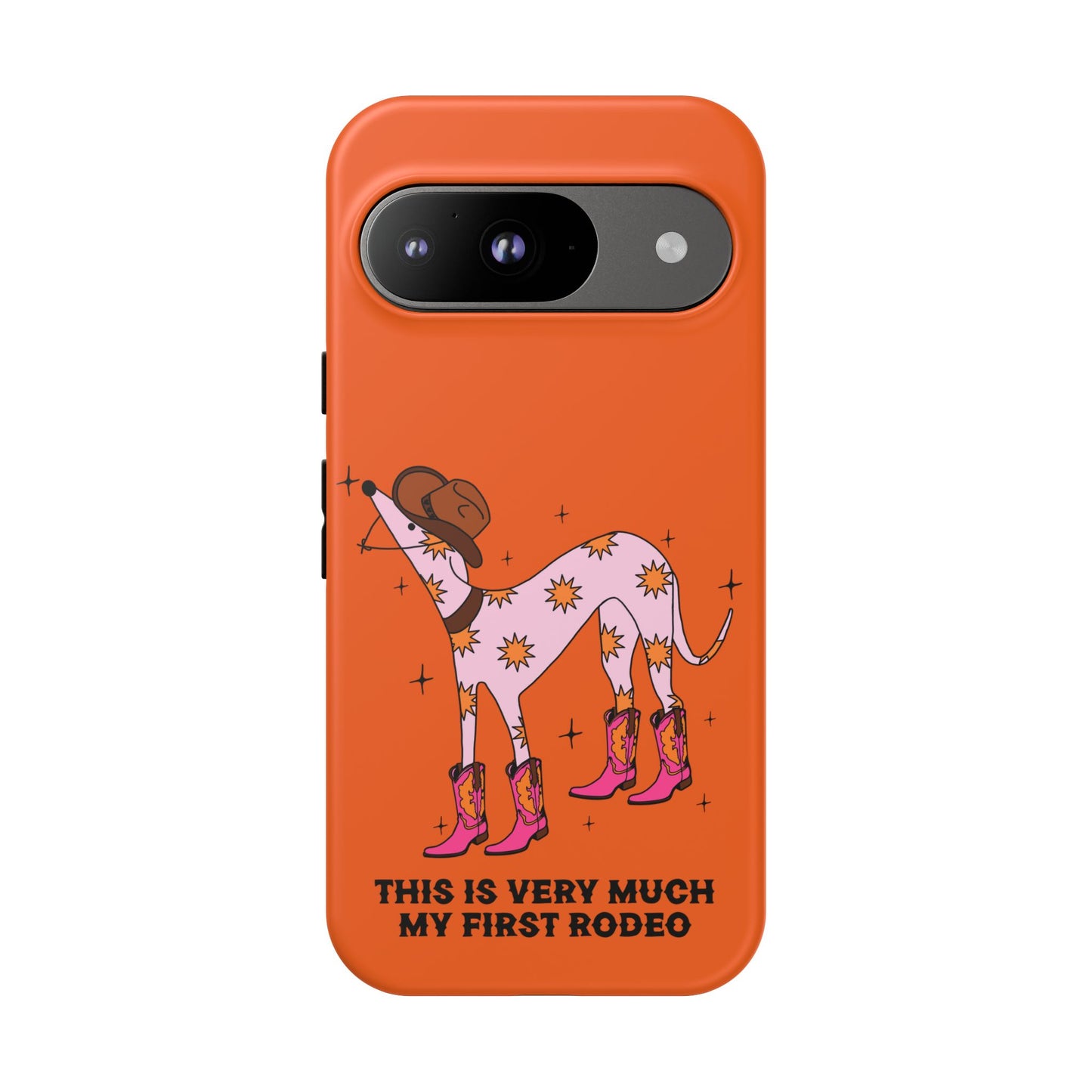 Rodeo Whippet Phone Case, Tough Cases for Pet Lovers, Cowgirl Accessories, Orange Dog Design, Cute Gift Idea