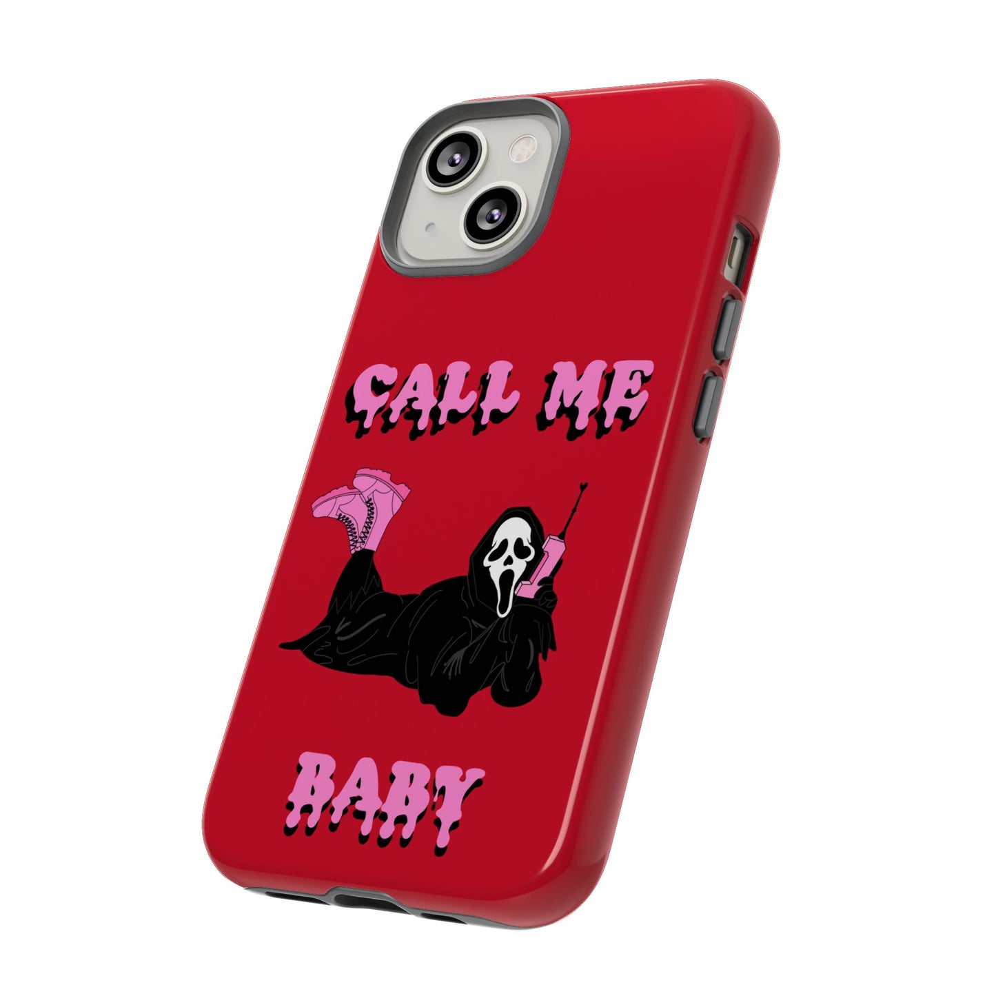 Red Horror Phone Case, Spooky Phone Cover, Call Me Baby Design, Halloween Accessories, Unique Gift for Horror Fans