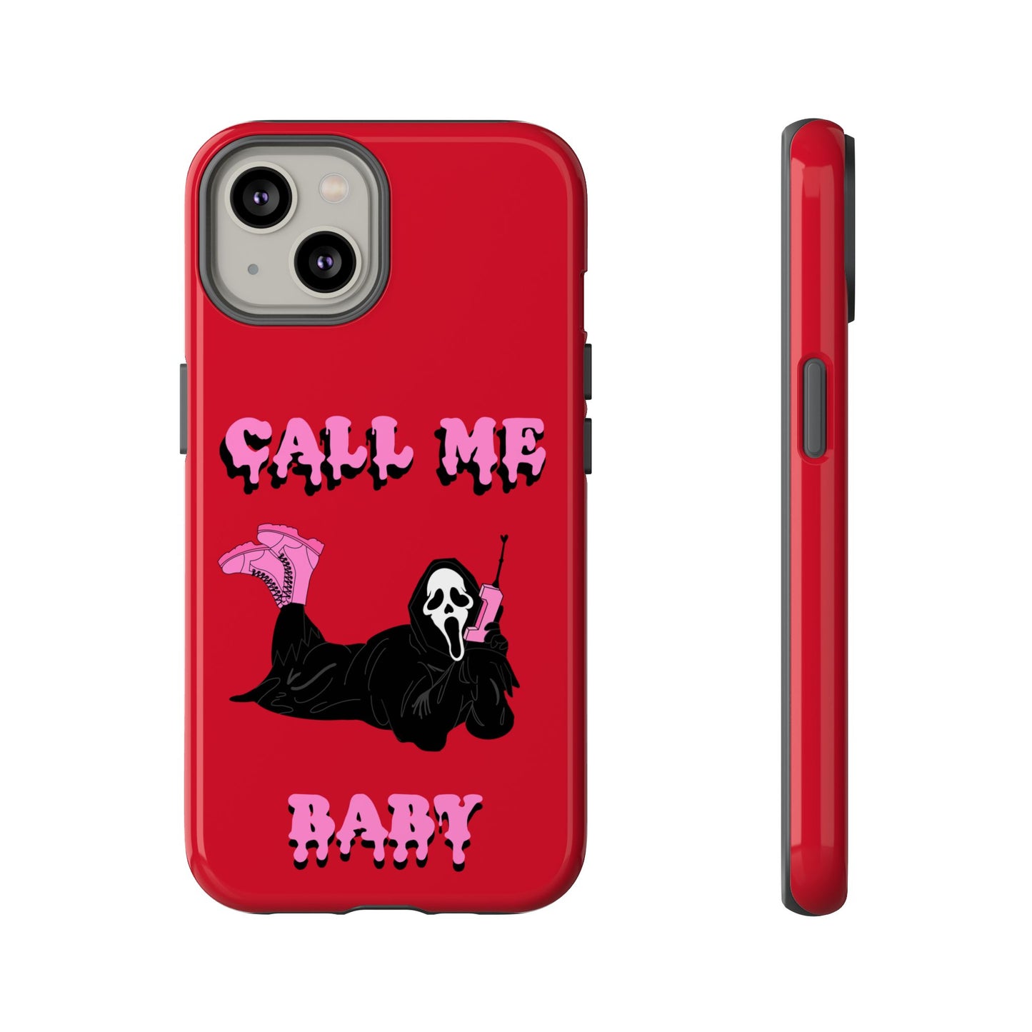 Red Horror Phone Case, Spooky Phone Cover, Call Me Baby Design, Halloween Accessories, Unique Gift for Horror Fans