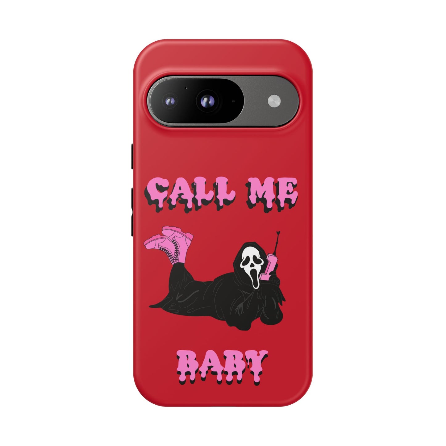 Red Horror Phone Case, Spooky Phone Cover, Call Me Baby Design, Halloween Accessories, Unique Gift for Horror Fans