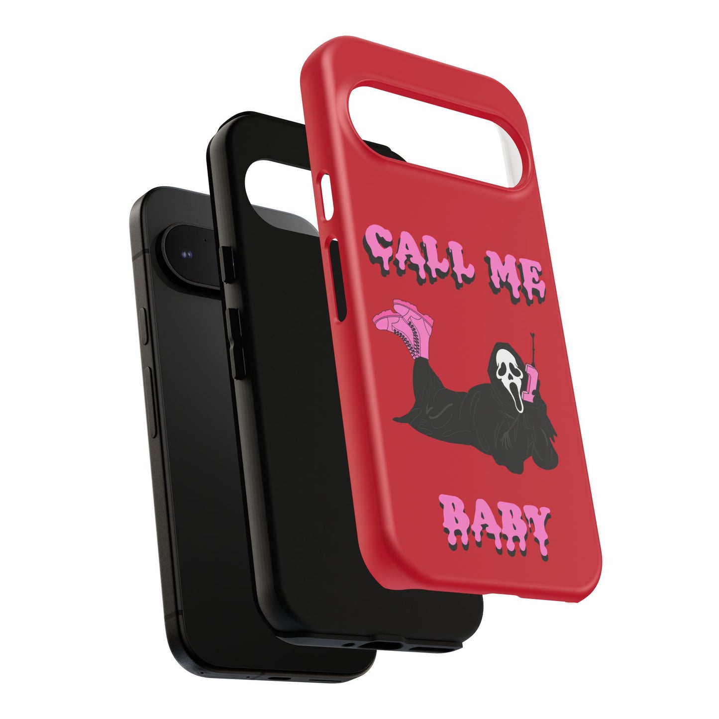 Red Horror Phone Case, Spooky Phone Cover, Call Me Baby Design, Halloween Accessories, Unique Gift for Horror Fans