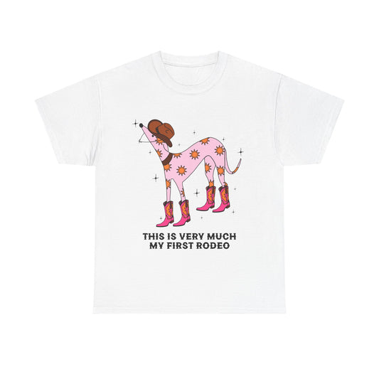 Cowgirl Rodeo Dog Tee, Fun Graphic Tee, Unisex Cotton Shirt, Gift for Dog Lovers, Country Style Apparel, Rodeo Theme Shirt