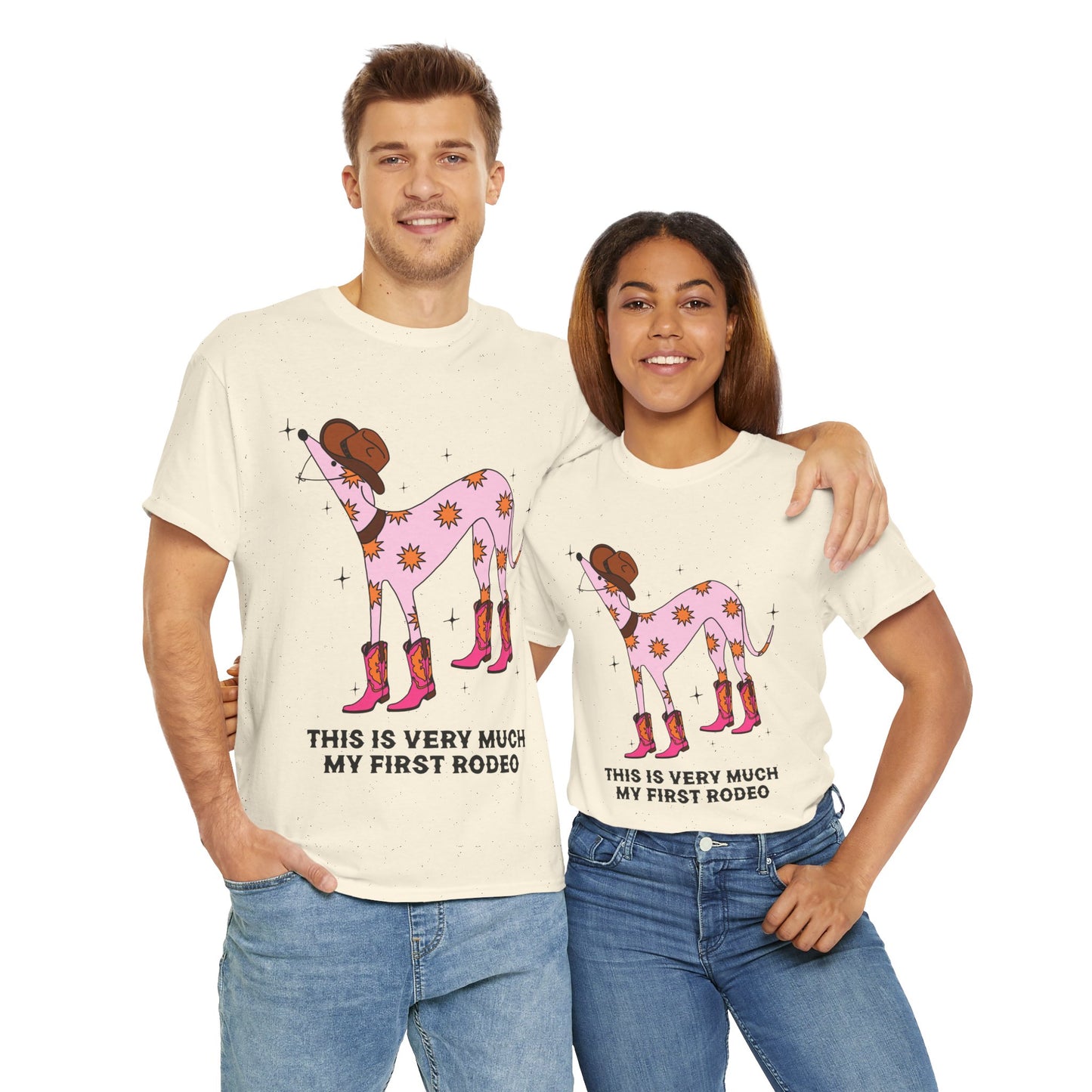 Cowgirl Rodeo Dog Tee, Fun Graphic Tee, Unisex Cotton Shirt, Gift for Dog Lovers, Country Style Apparel, Rodeo Theme Shirt