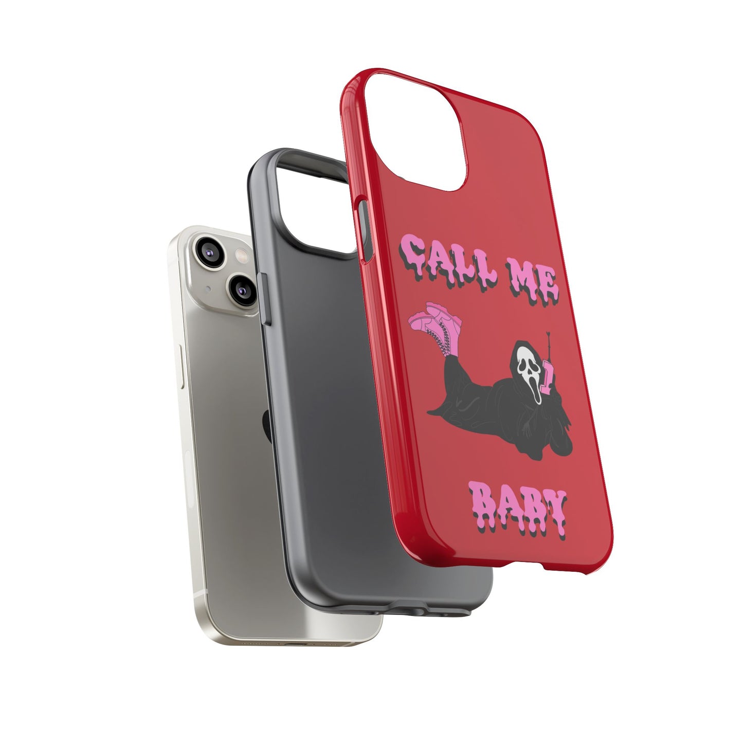Red Horror Phone Case, Spooky Phone Cover, Call Me Baby Design, Halloween Accessories, Unique Gift for Horror Fans